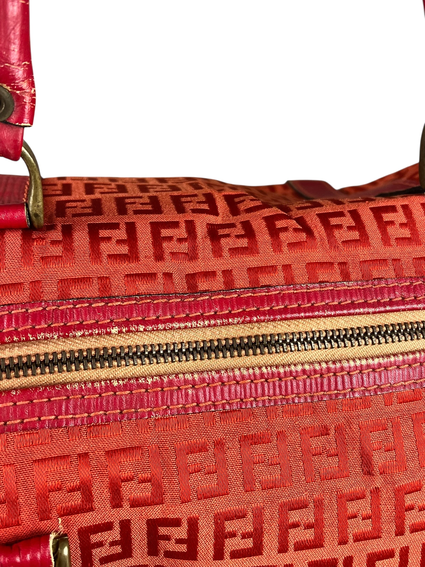 Fendi FF Vintage Boston Bag Red