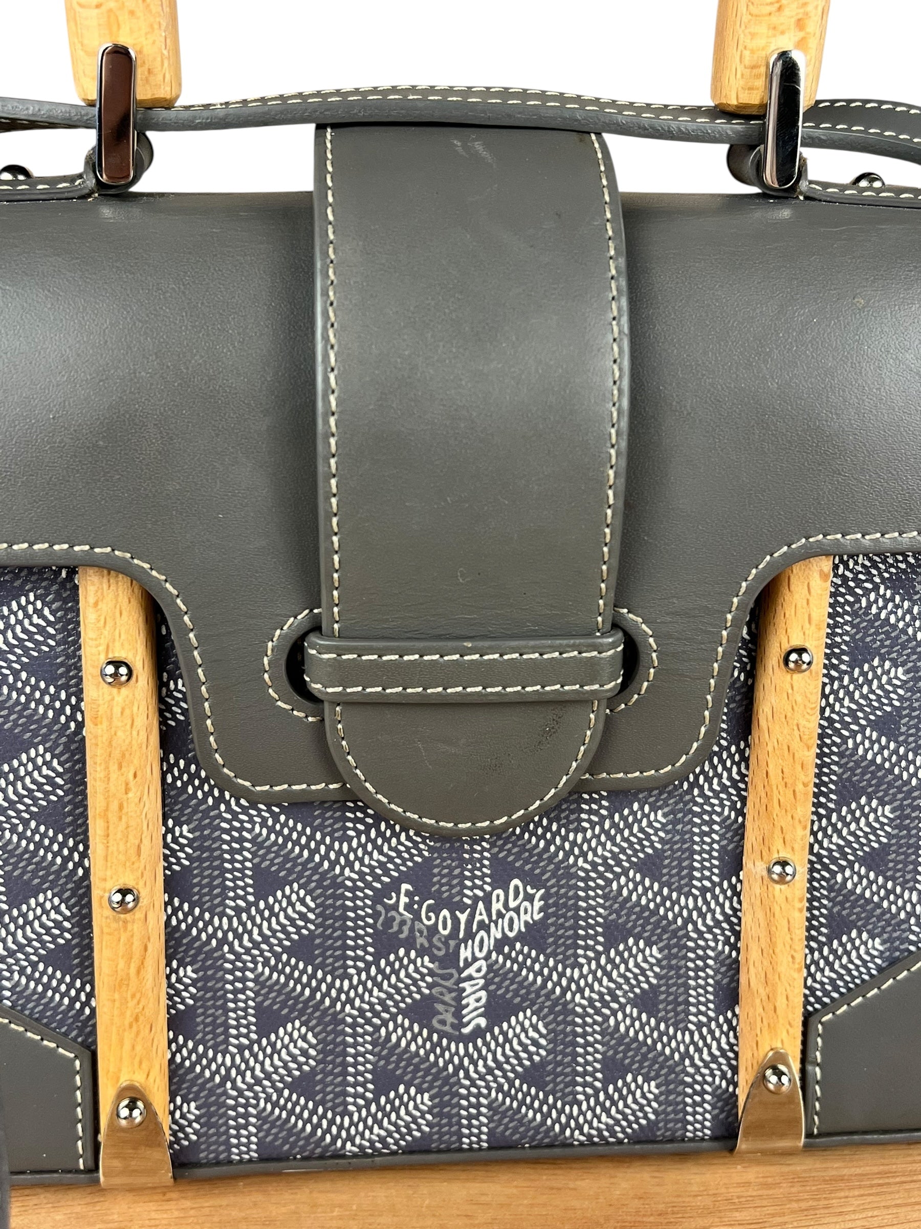 Goyard Mini Grey Goyardine Saigon Top Handle Bag