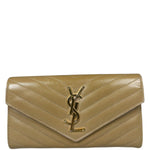 Saint Laurent Beige Grain de Poudre Chevron Long Wallet