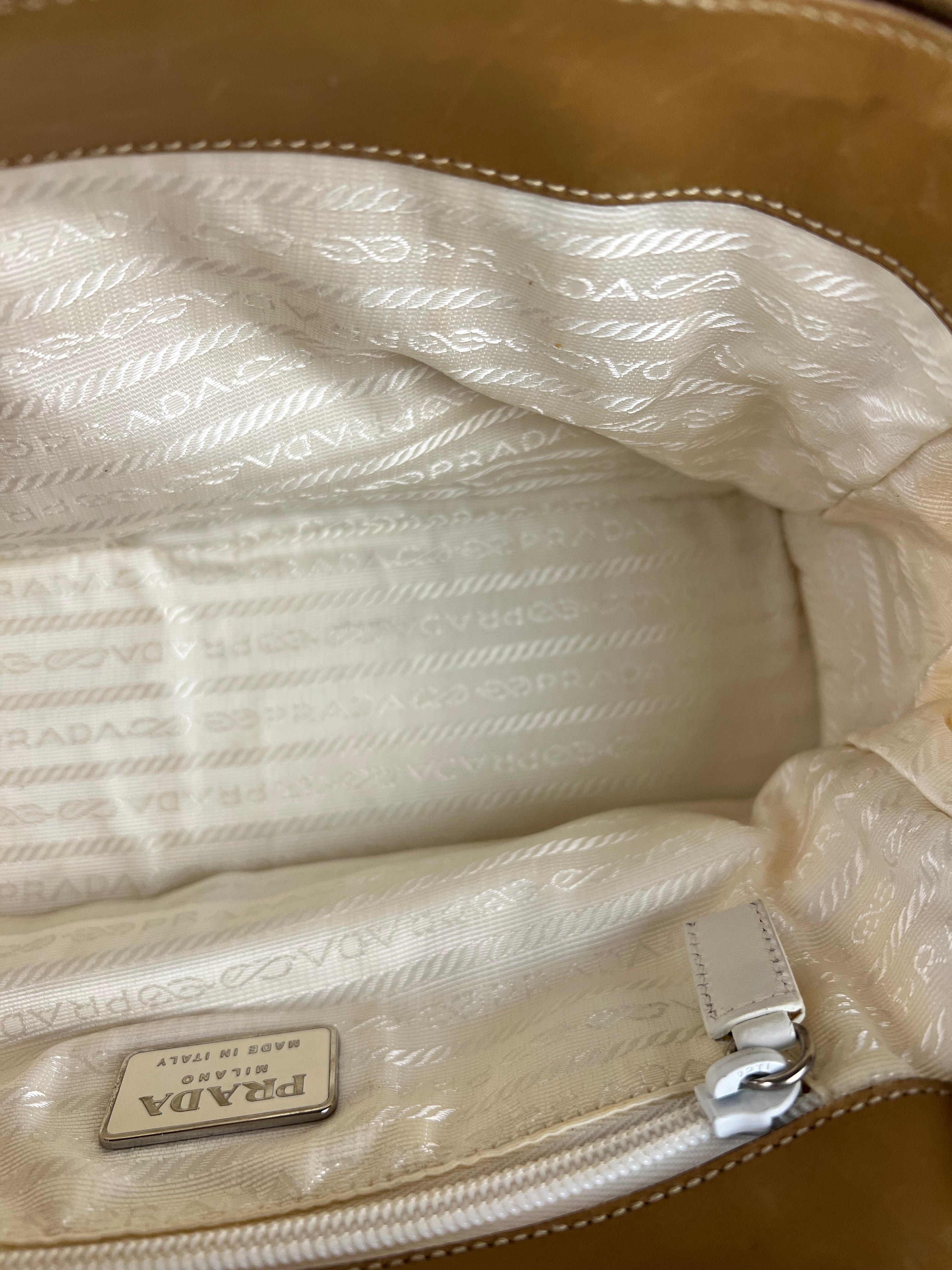 Prada Vintage White/Brown Top Handle Bag