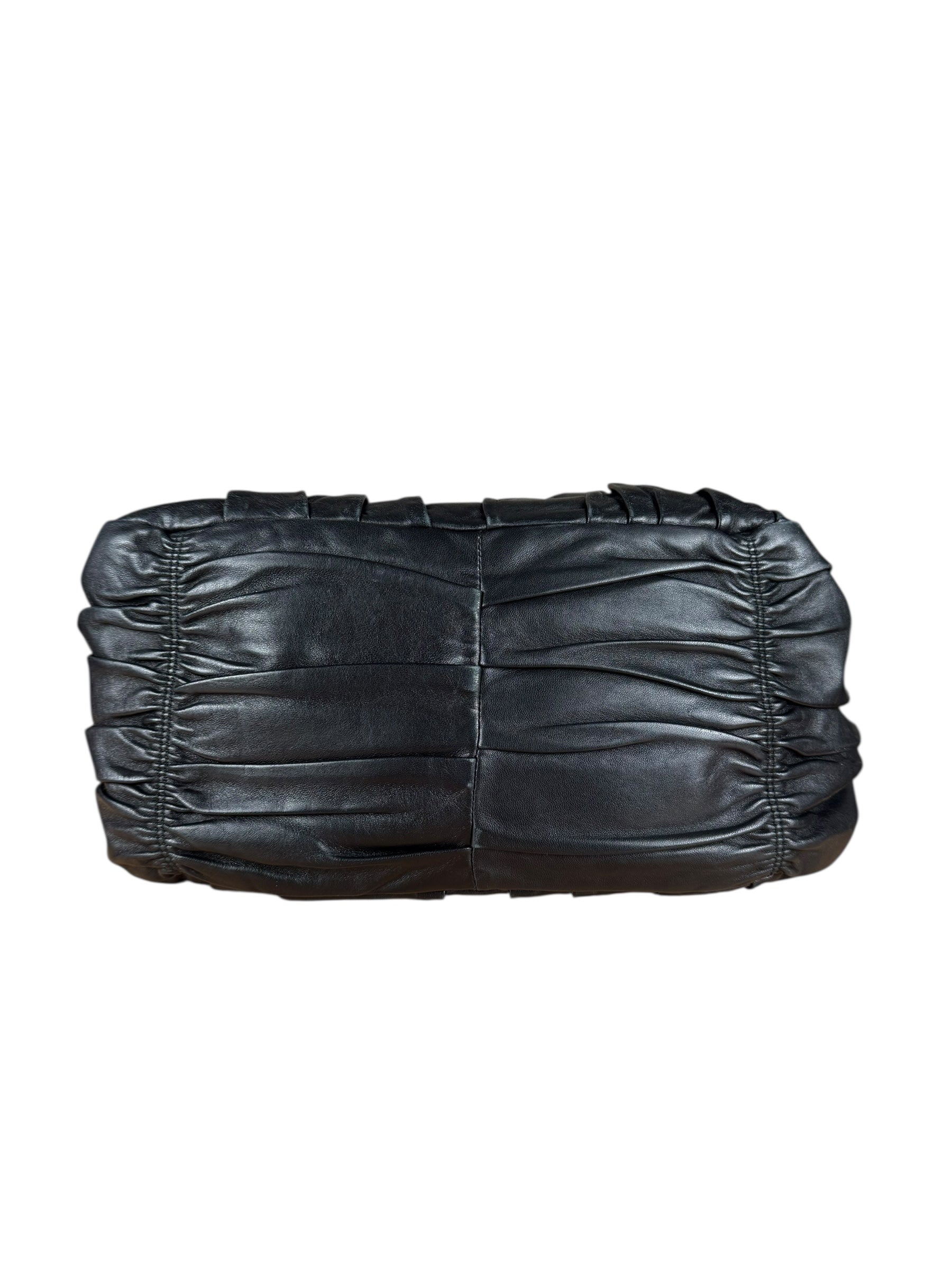 Prada Nappa Leather Ruffle Hobo Shoulder Bag