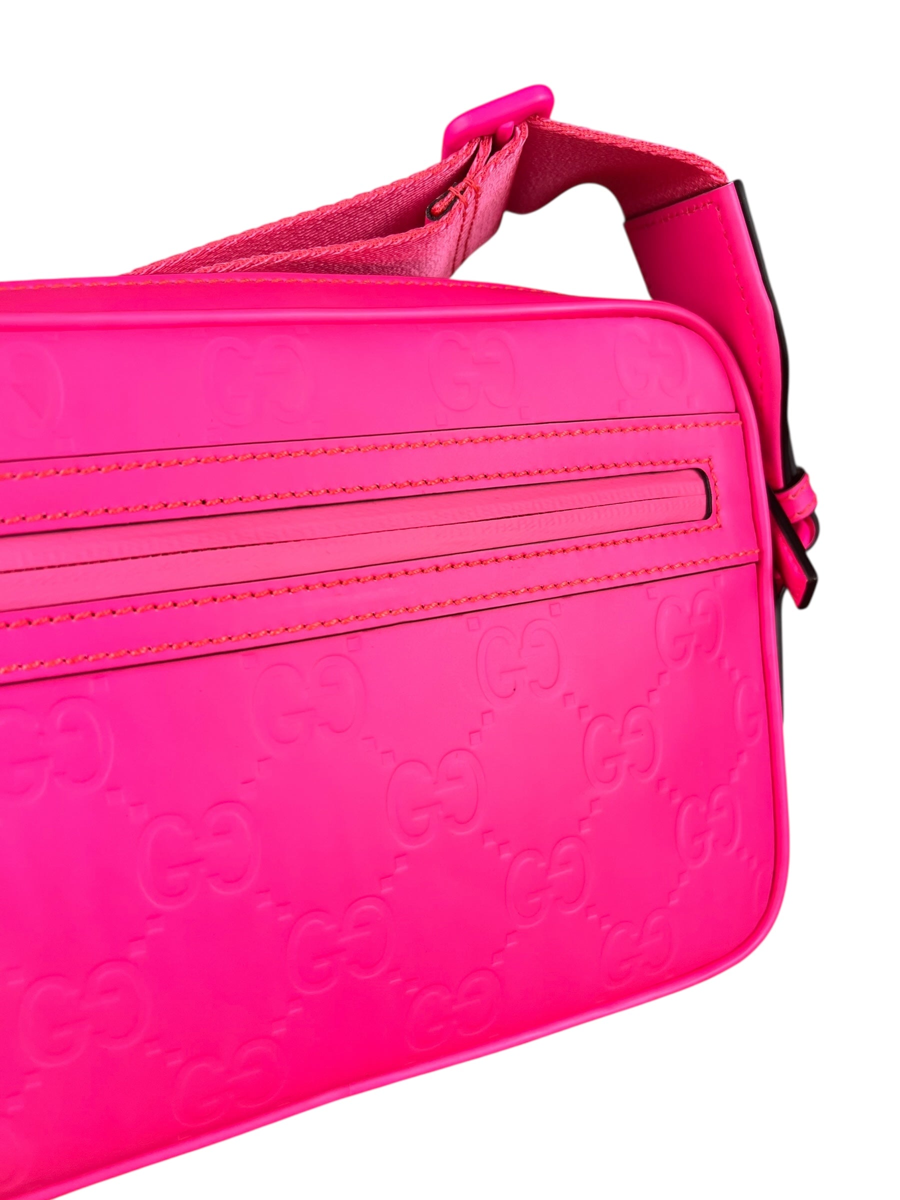 Gucci Hot Pink GG Rubber Effect Crossbody Bag