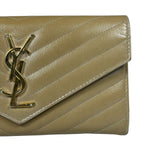 Saint Laurent Beige Grain de Poudre Chevron Long Wallet