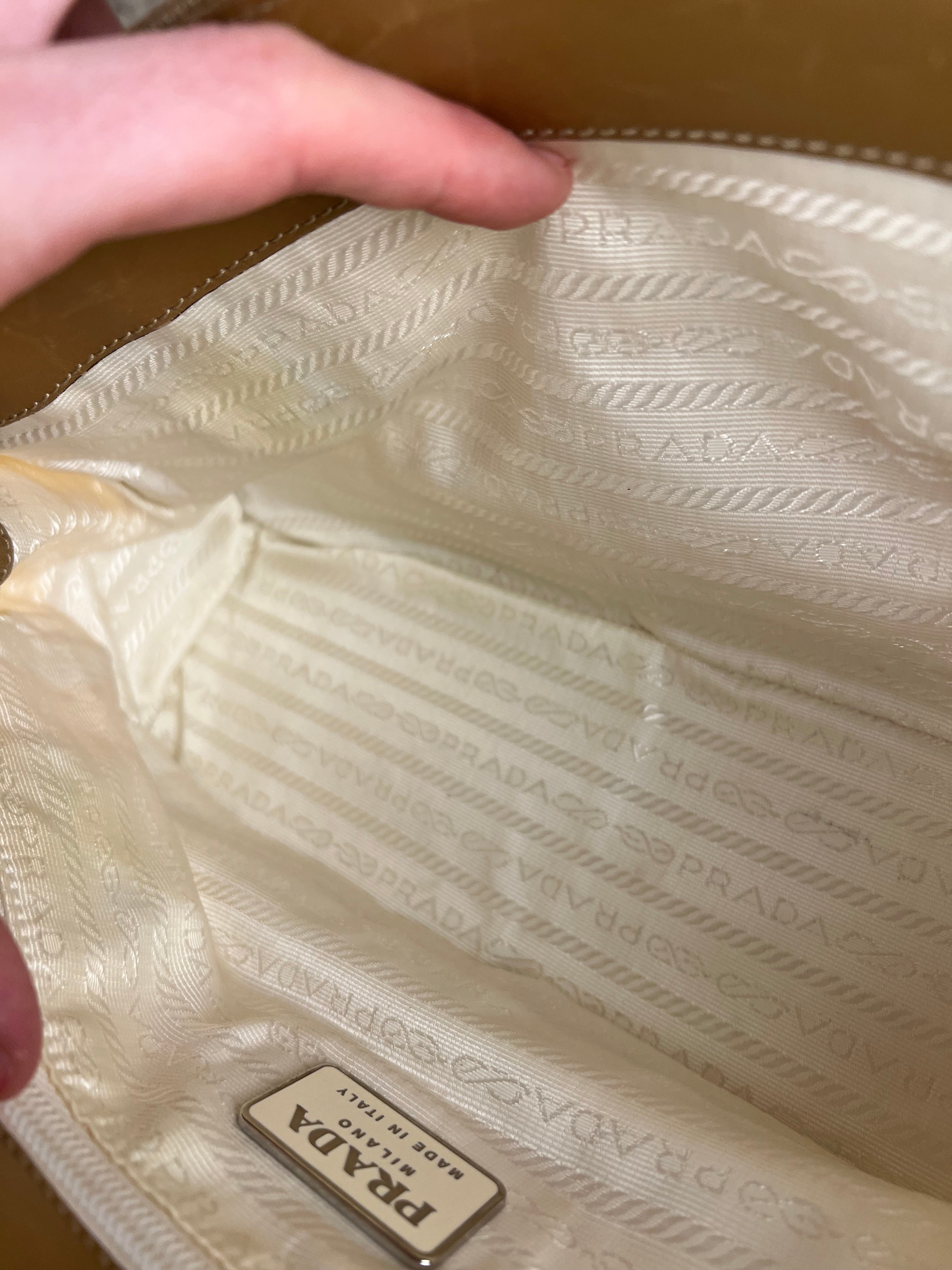 Prada Vintage White/Brown Top Handle Bag