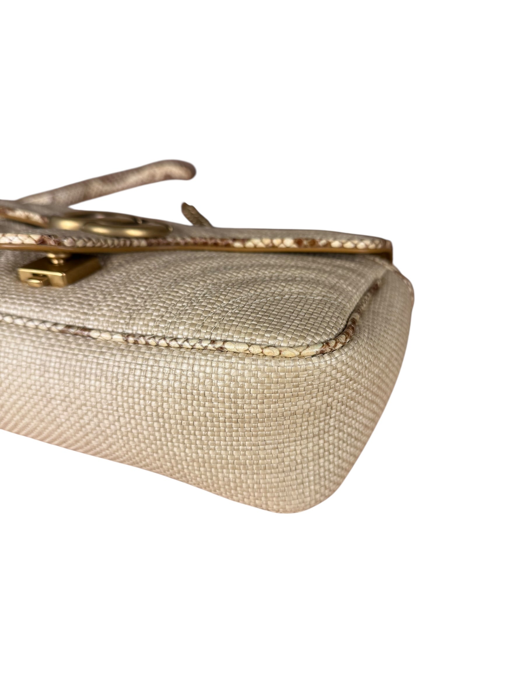Gucci Raffia Snake-Trimmed Marmont Chain Bag