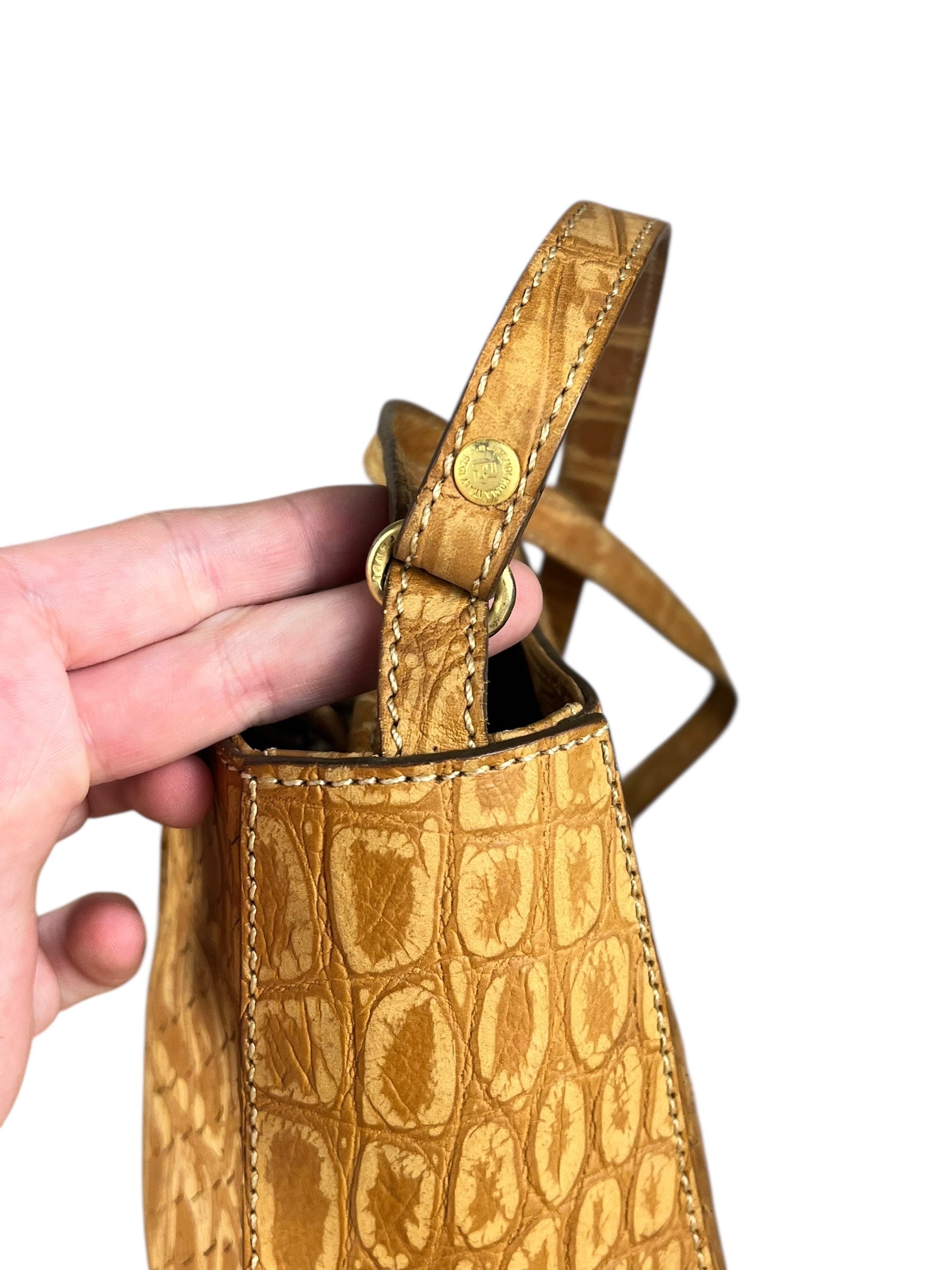 Fendi Vintage Crocodile-Embossed Leather Crossbody Bag
