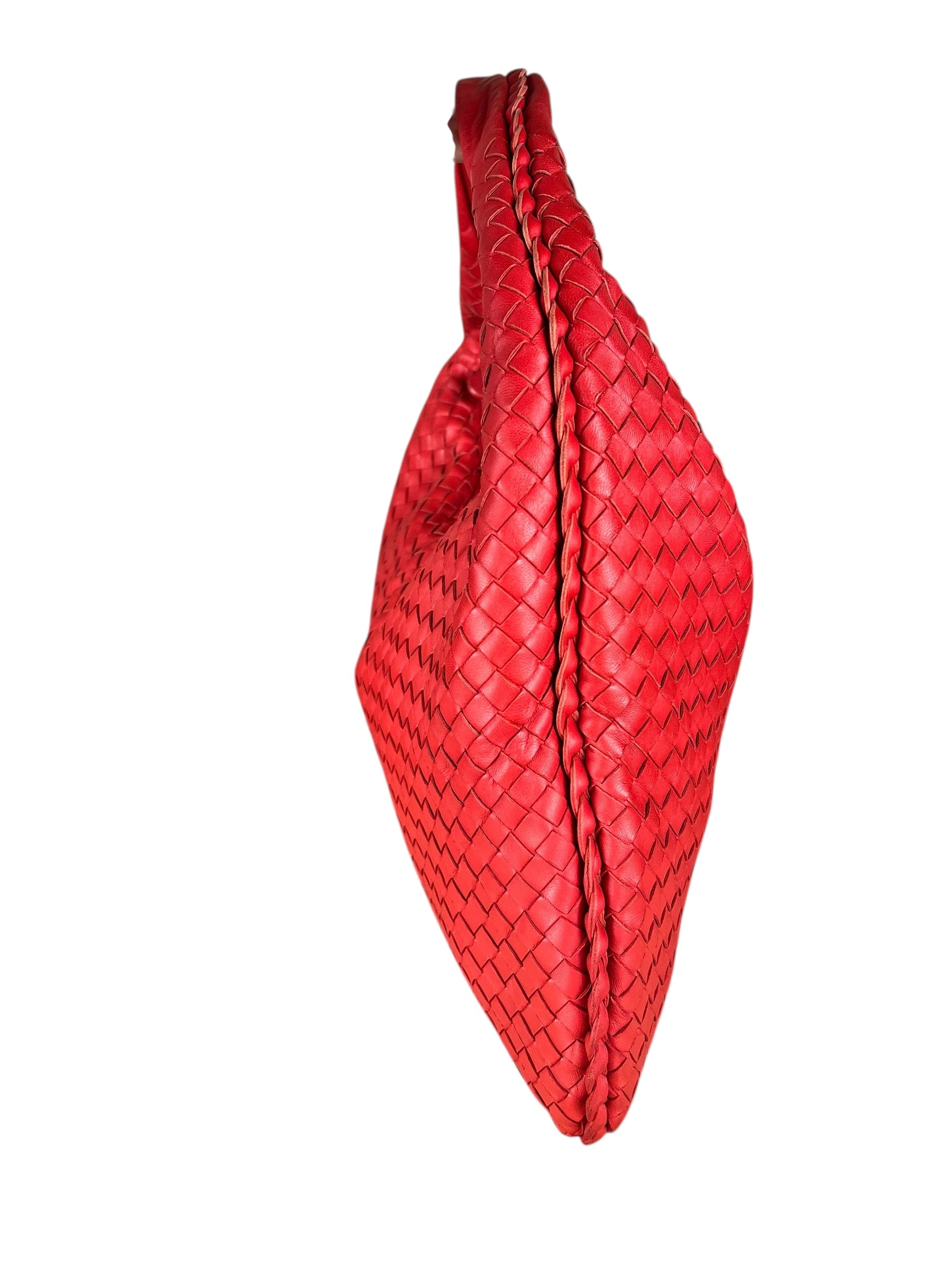 Bottega Veneta Large Intreccio Hobo Bag Red