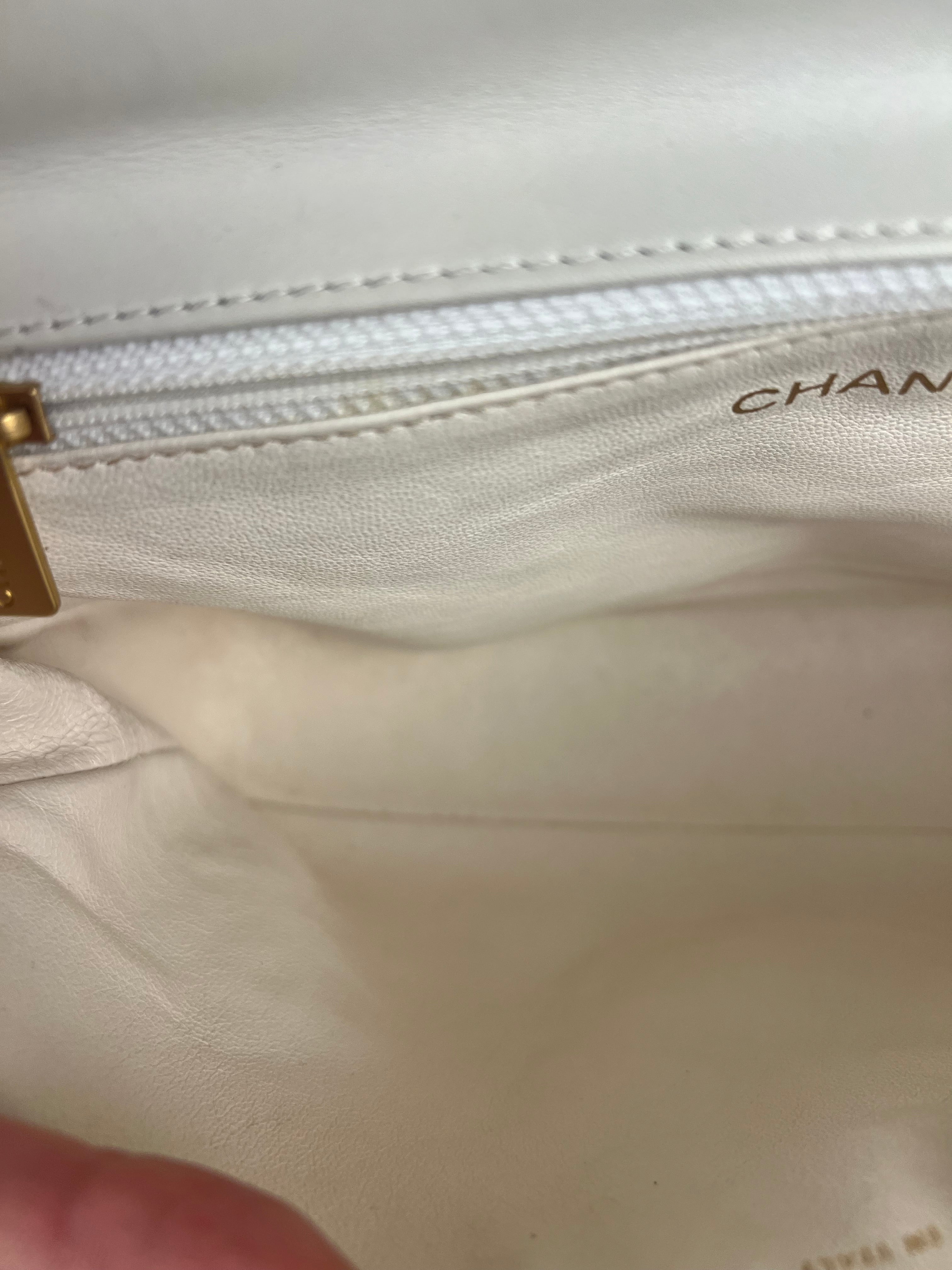 Chanel Classique White Quilted Leather Flap Bag 2001