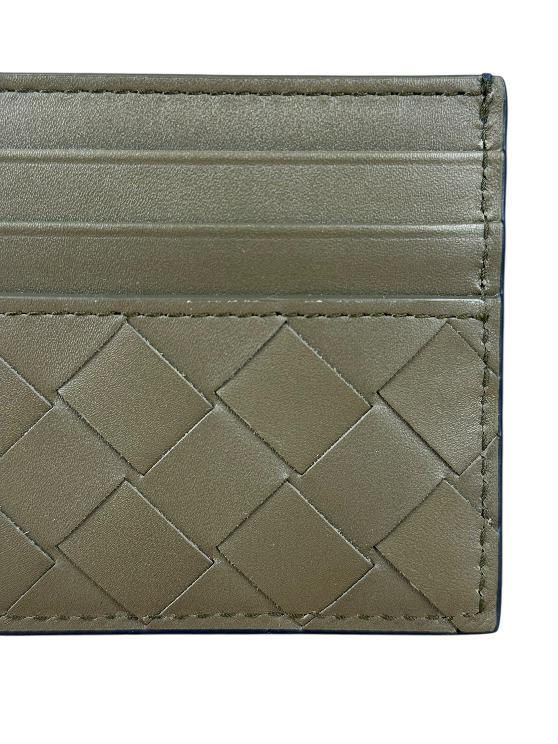 Bottega Veneta Intrecciato Cardholder Navy/Olive