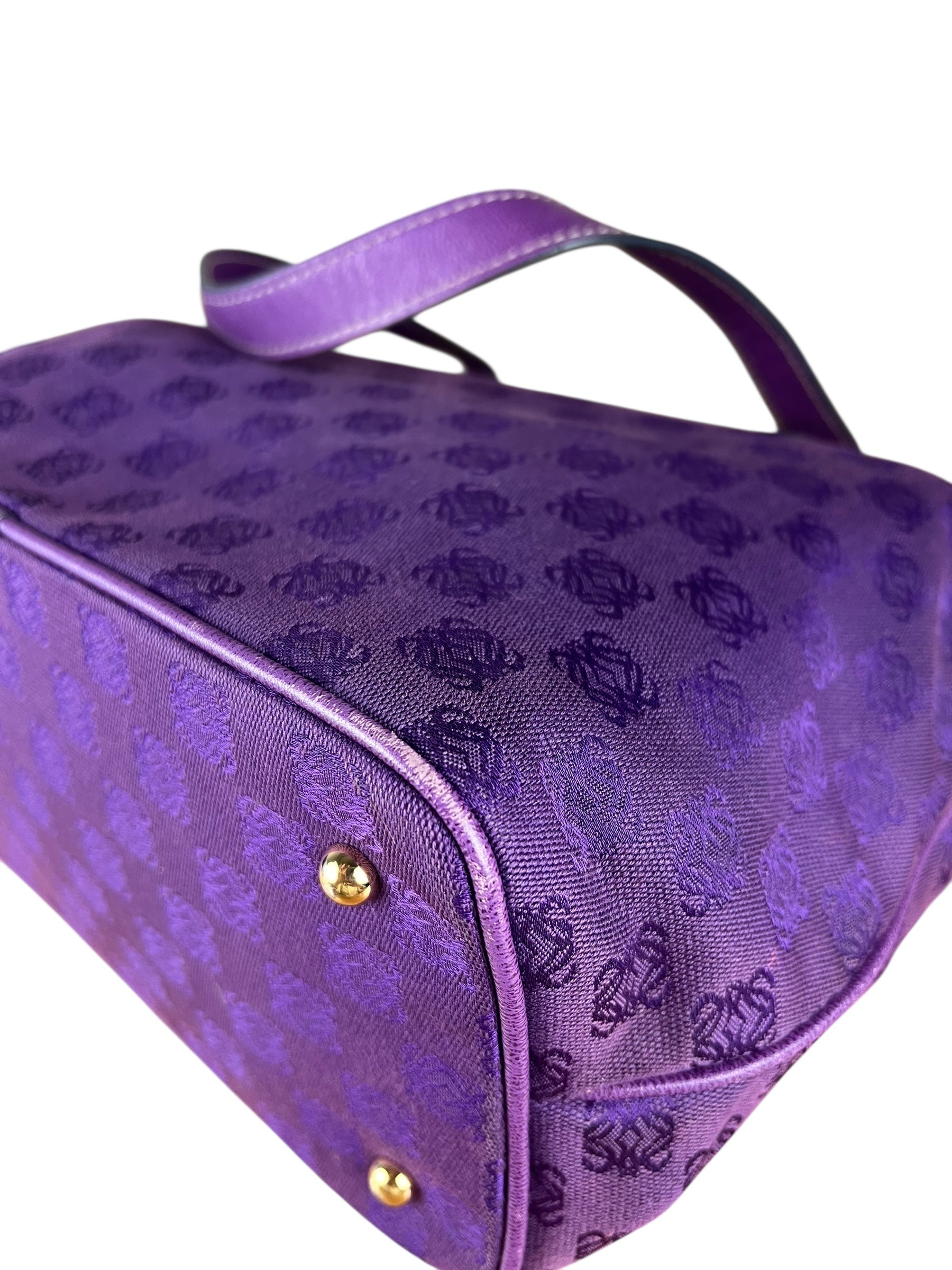 Loewe Vintage Purple Anagram Shoulder Tote