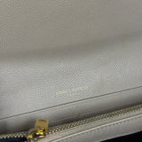 Saint Laurent Beige Grain de Poudre Chevron Long Wallet