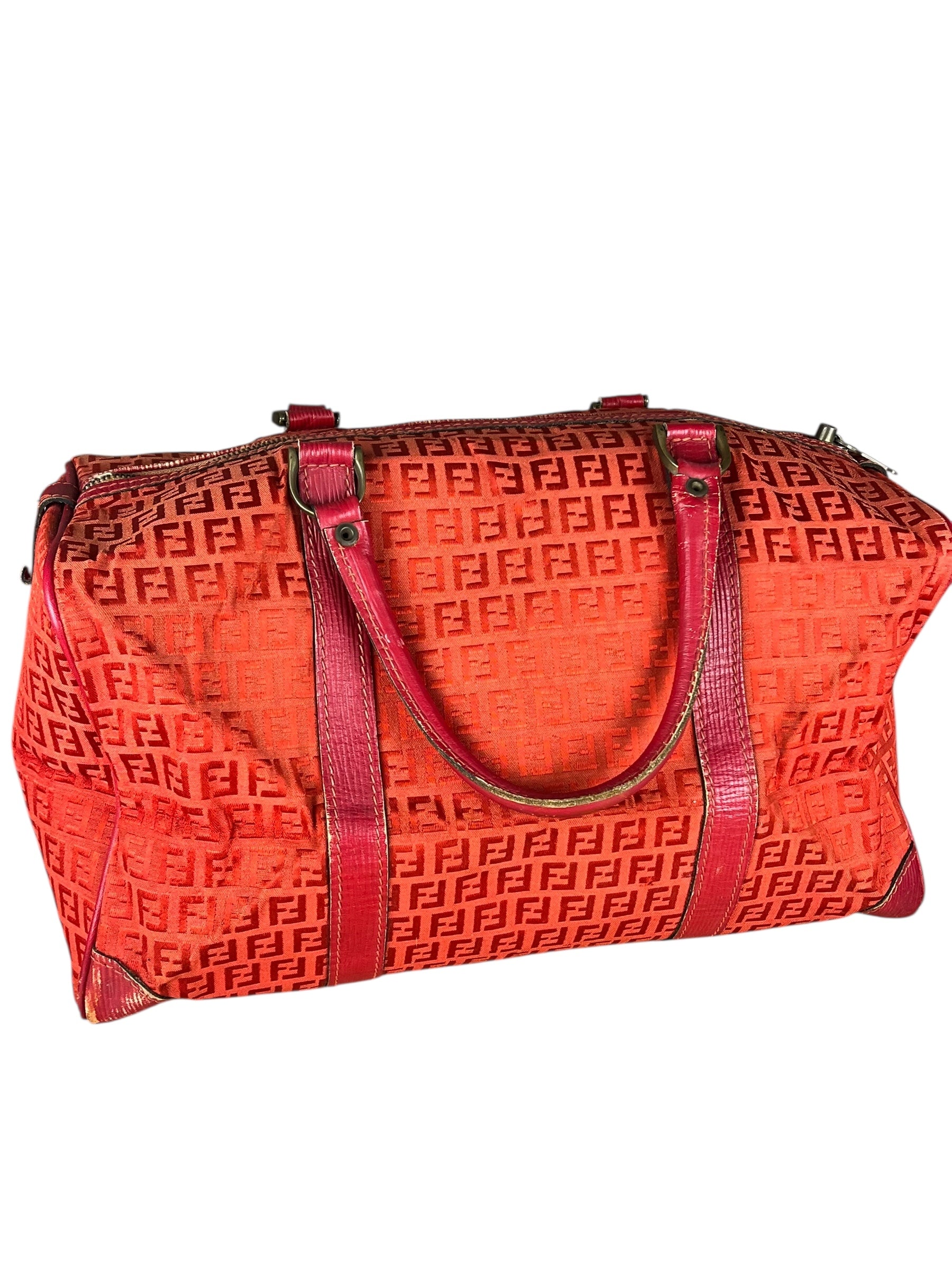 Fendi FF Vintage Boston Bag Red