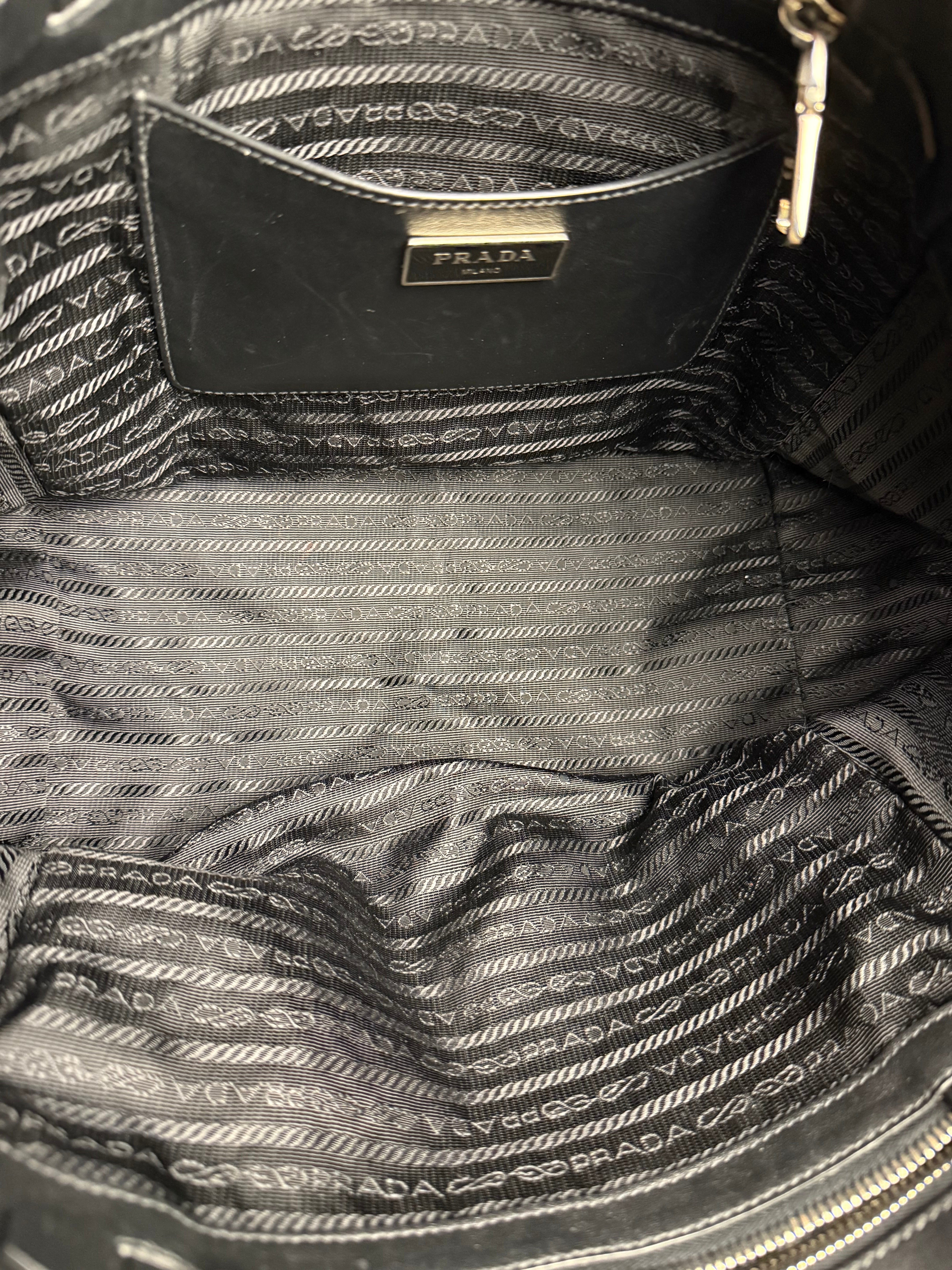 Prada Black/Burgundy Leather Shoulder Tote