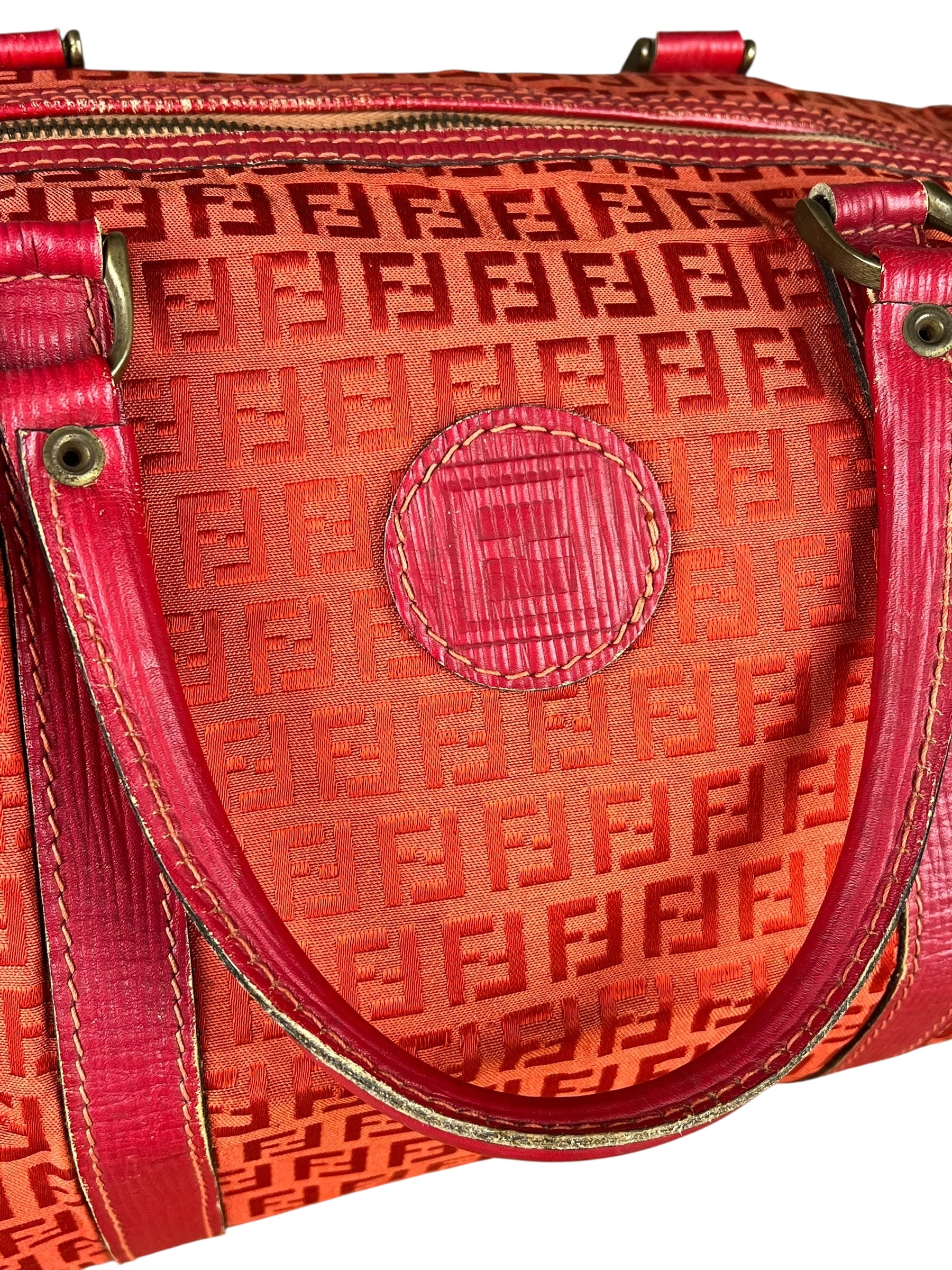 Fendi FF Vintage Boston Bag Red