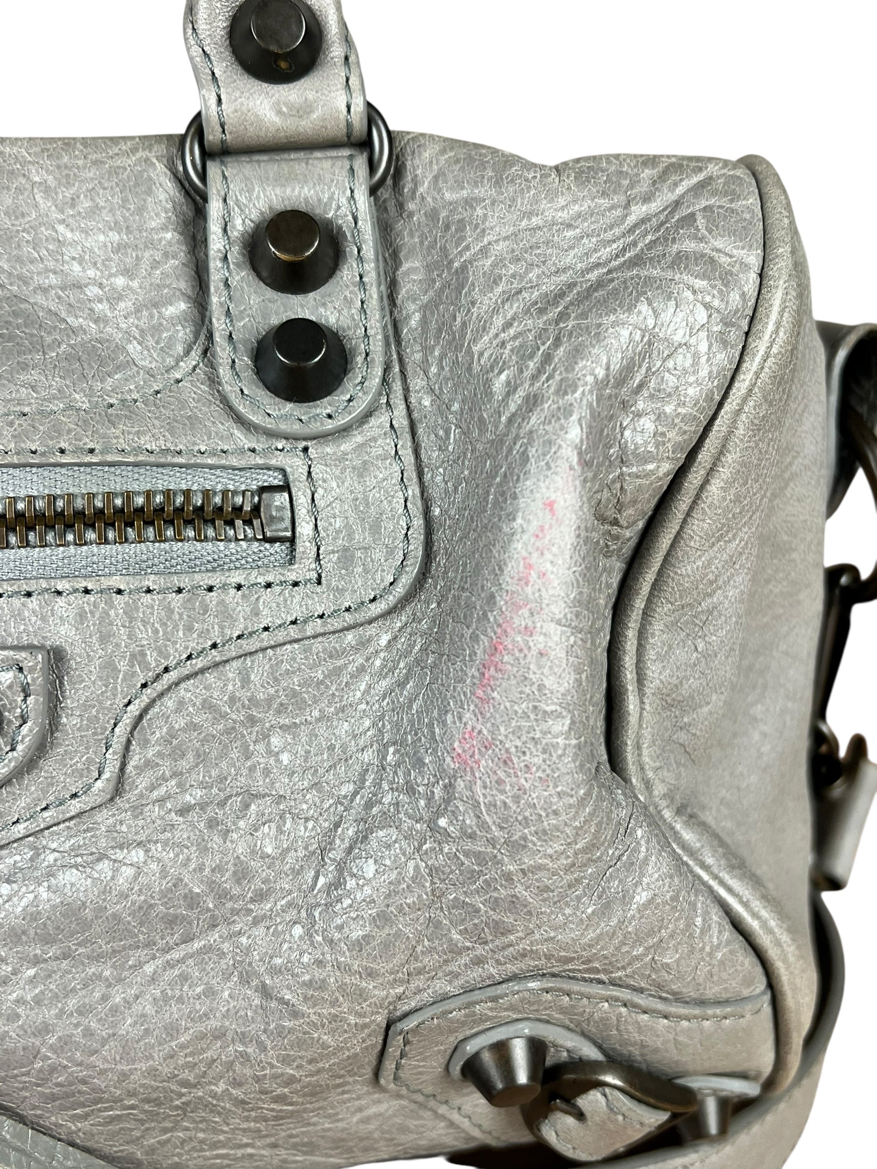 Balenciaga Mini Classic Leather City Bag Grey