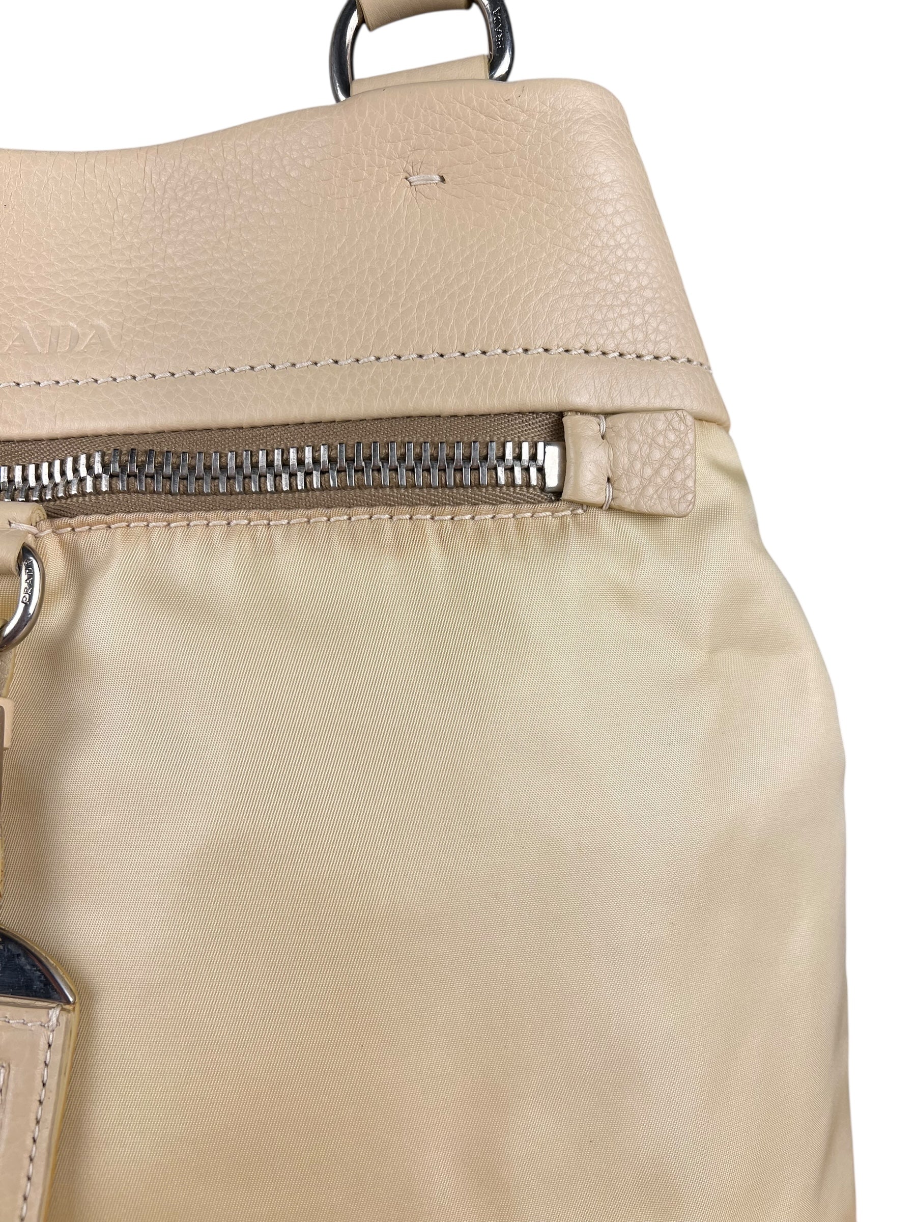 Prada Beige Nylon/Leather Shoulder Bag