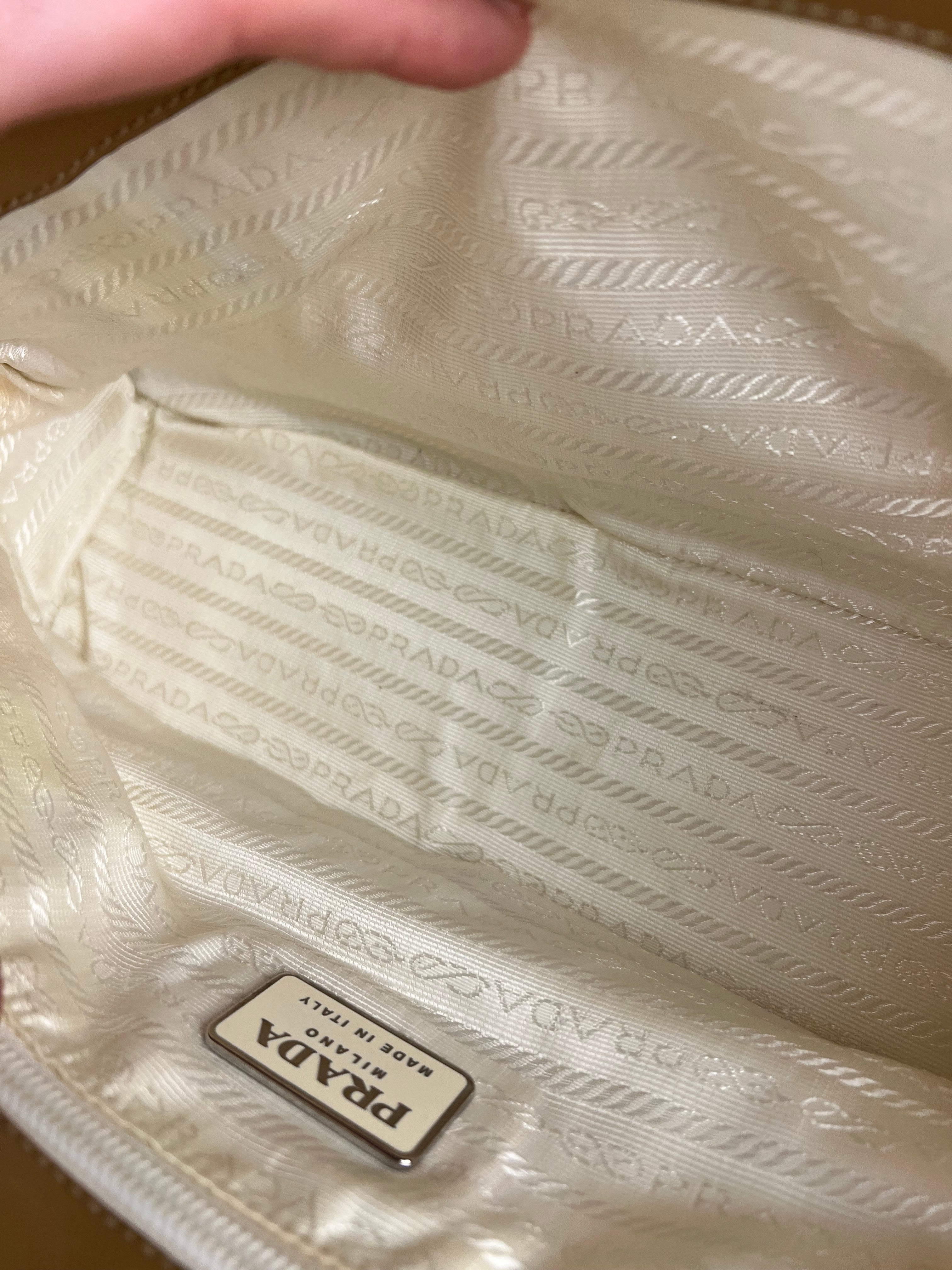 Prada Vintage White/Brown Top Handle Bag