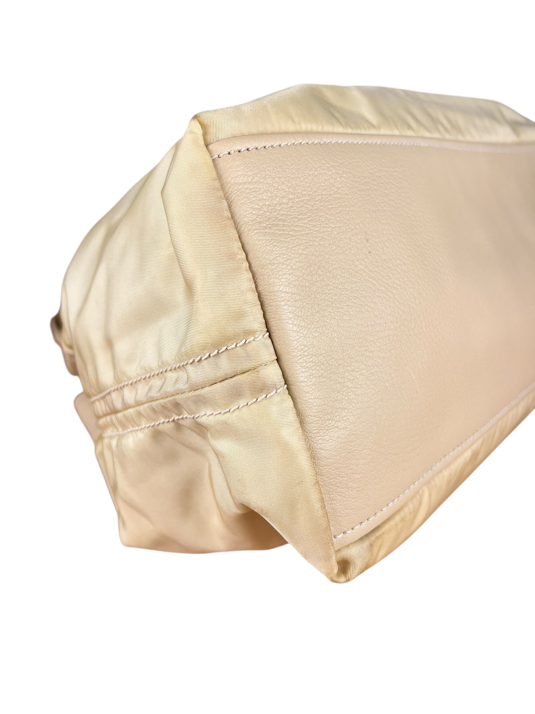 Prada Beige Nylon/Leather Shoulder Bag