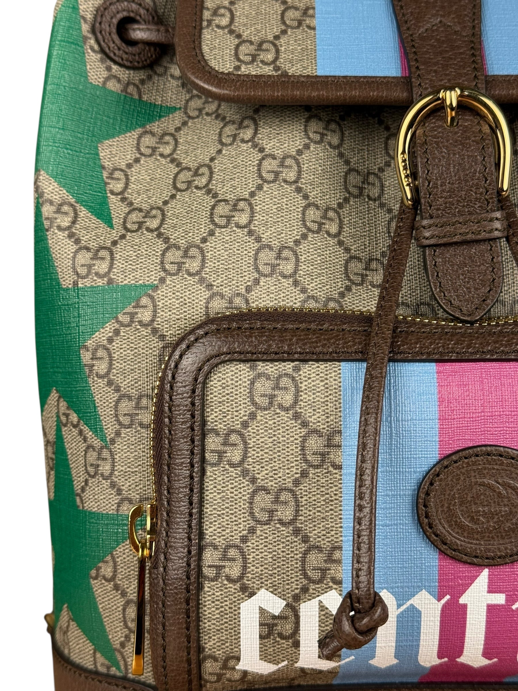 Gucci GG Equestrian Coated Canvas Backpack