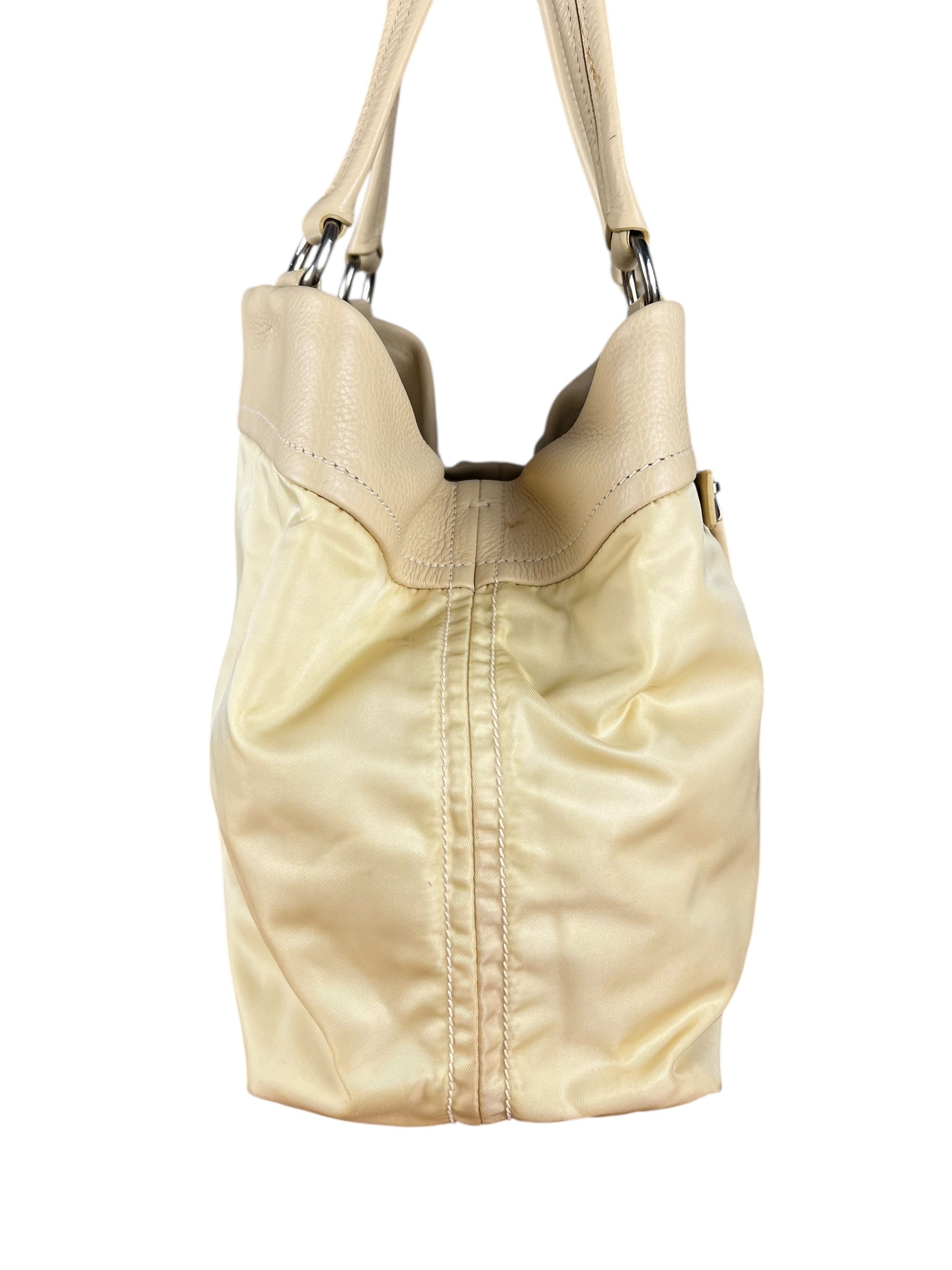 Prada Beige Nylon/Leather Shoulder Bag