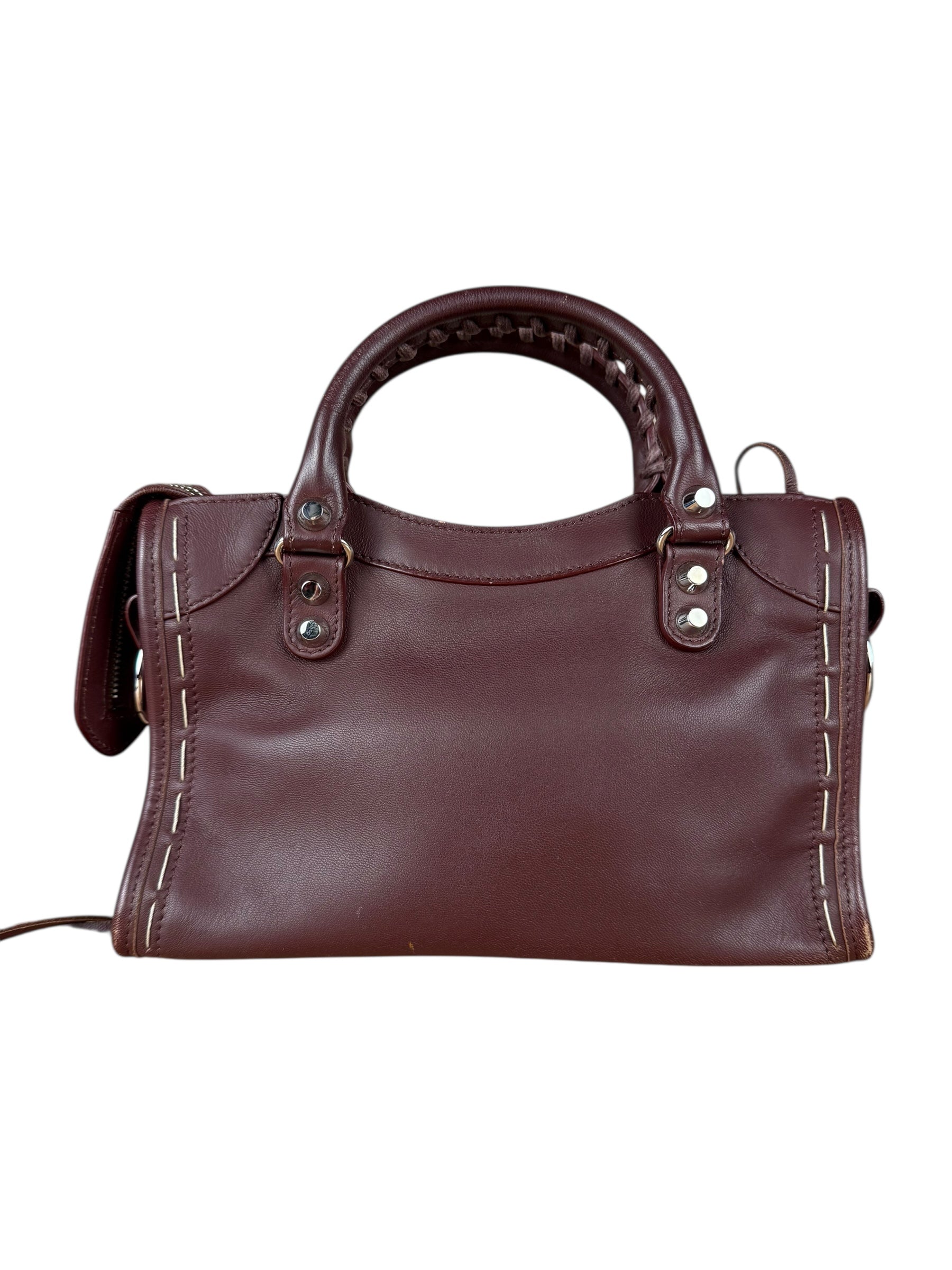Balenciaga Burgundy Mini City Bag