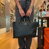 Christian Dior D-Bee Top Handle Bag Leather Black