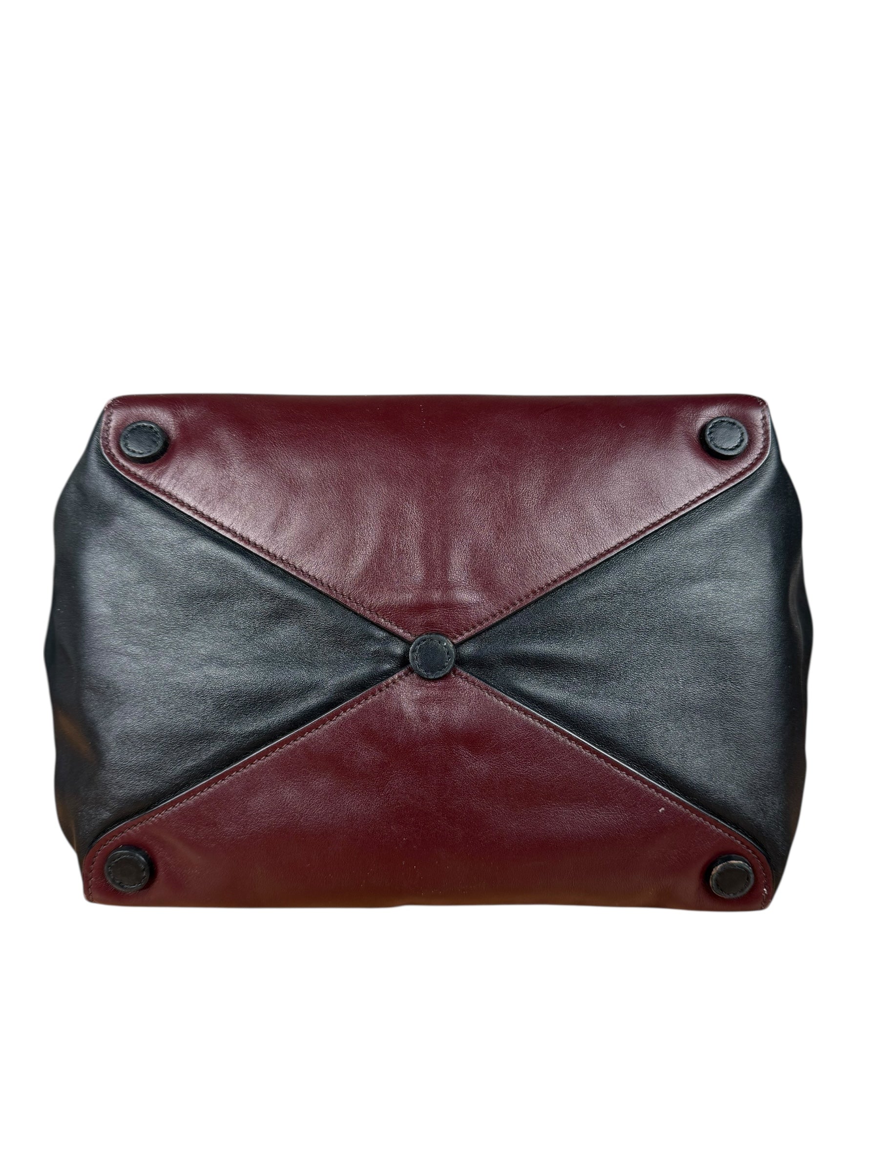 Prada Black/Burgundy Leather Shoulder Tote