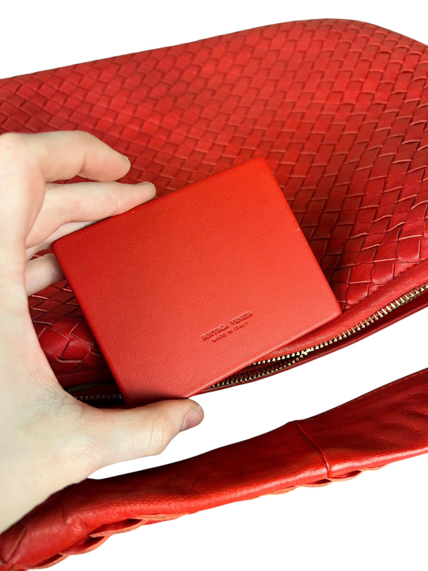 Bottega Veneta Large Intreccio Hobo Bag Red