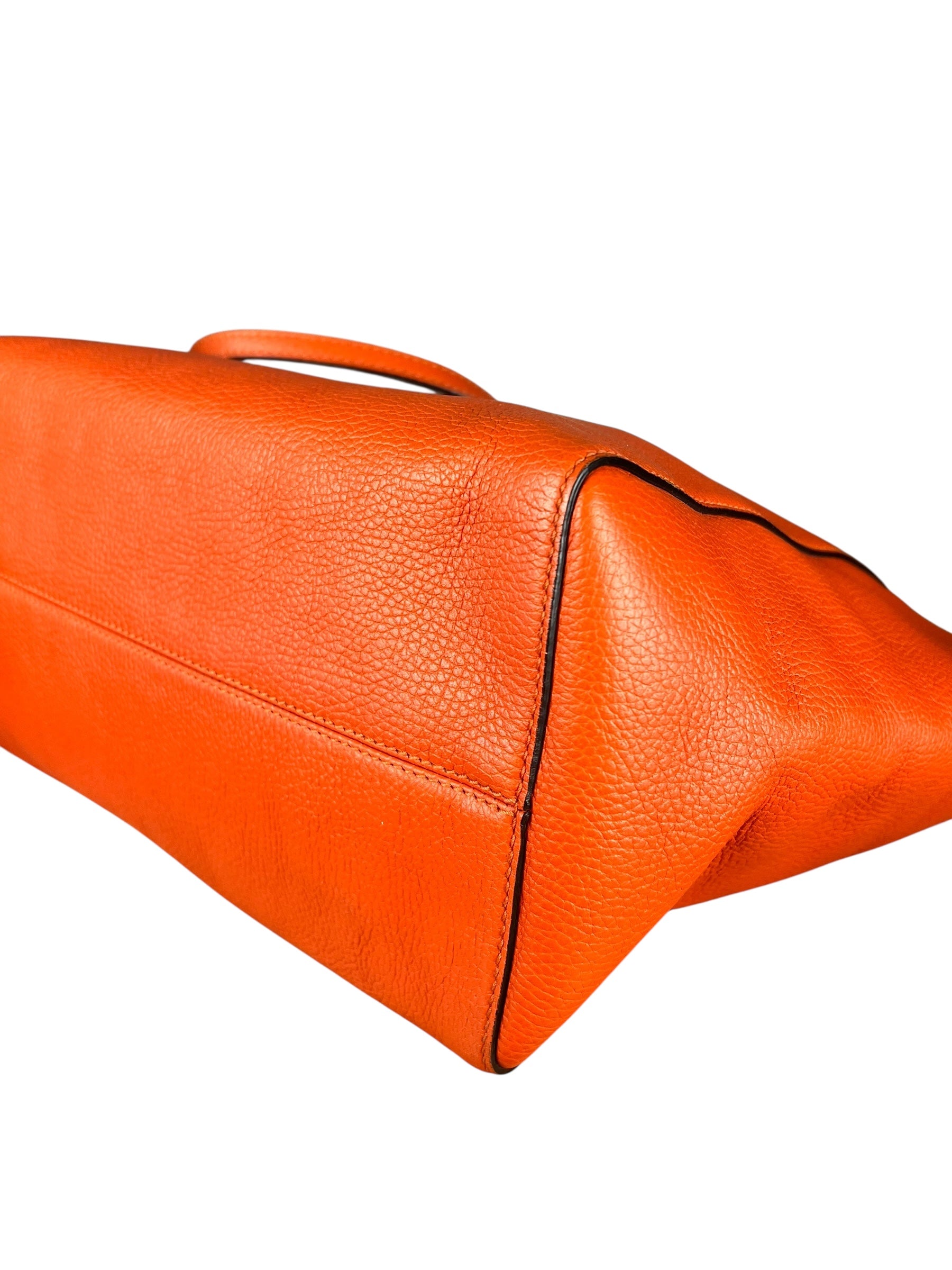 Gucci Orange Pebble Leather Swing Medium Tote