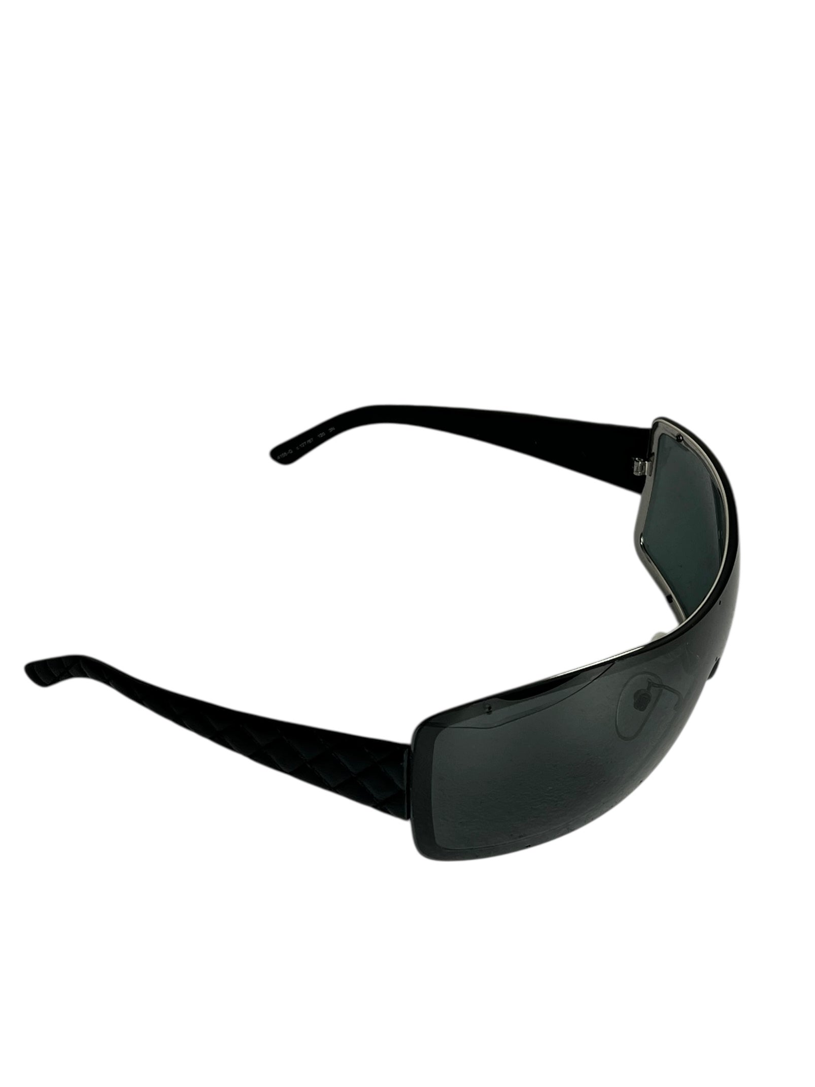 Chanel Black Quilted Y2K Wide Frame Sunglasses