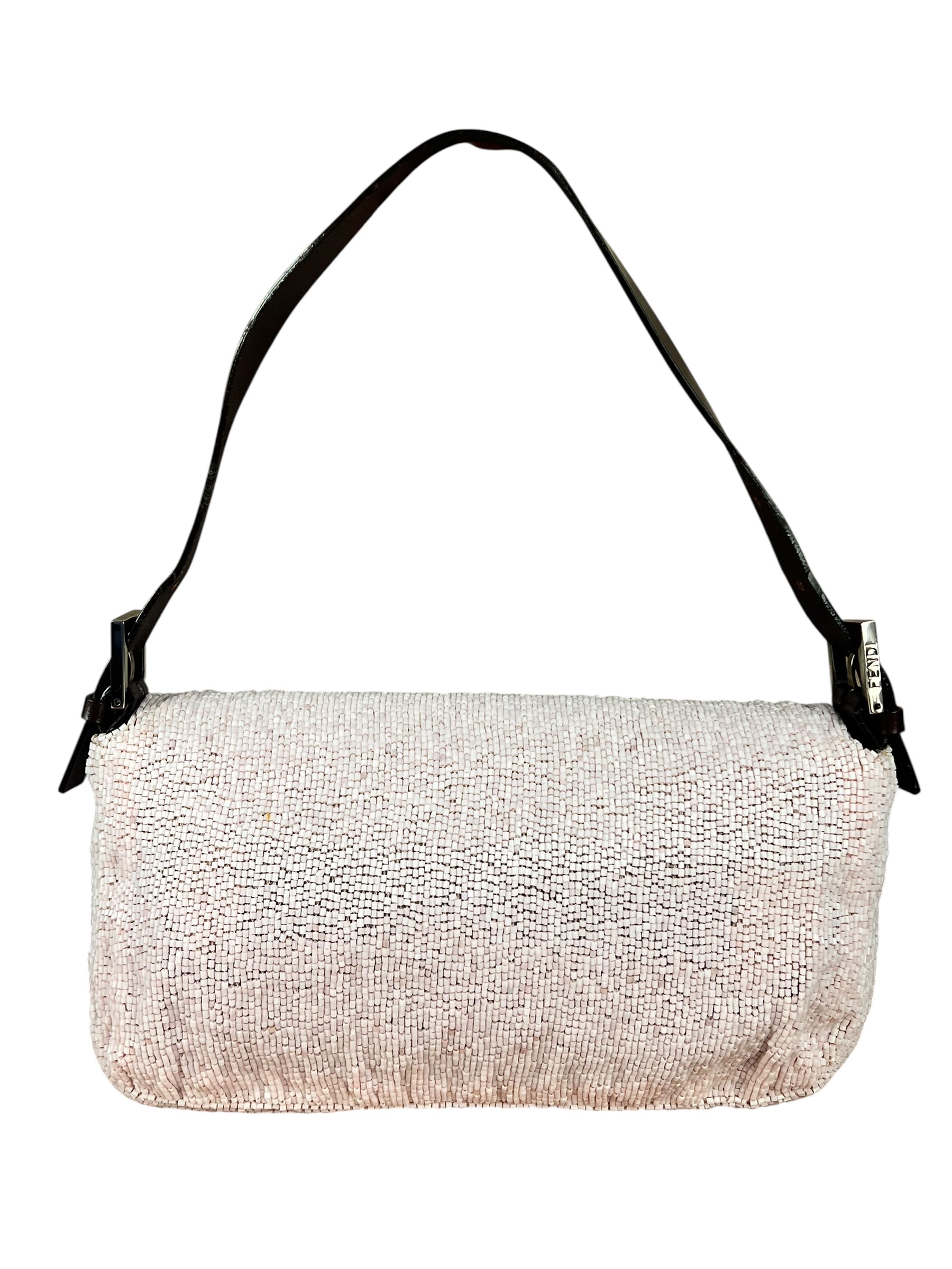 Fendi Pelle Rosa Beaded Baguette
