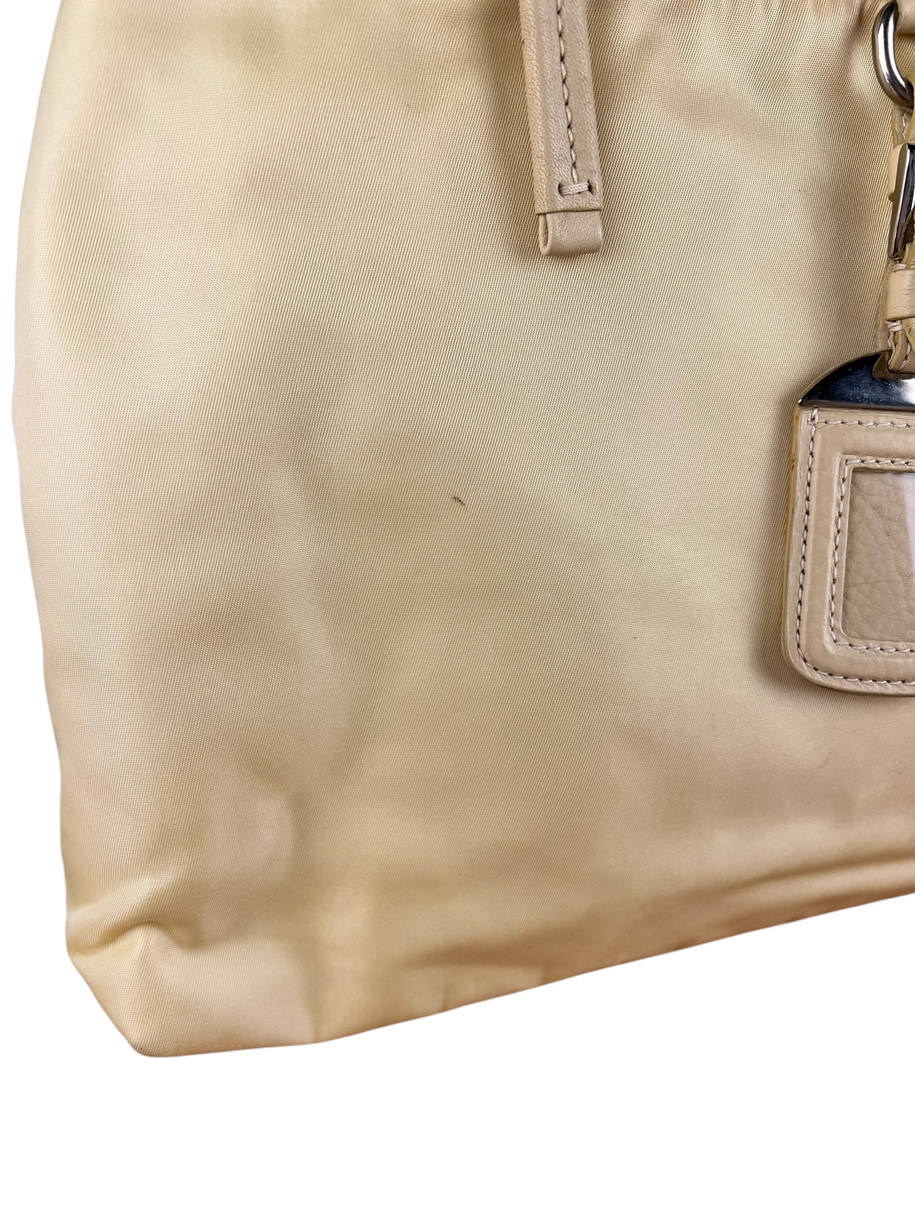 Prada Beige Nylon/Leather Shoulder Bag