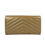 Saint Laurent Beige Grain de Poudre Chevron Long Wallet