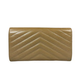 Saint Laurent Beige Grain de Poudre Chevron Long Wallet