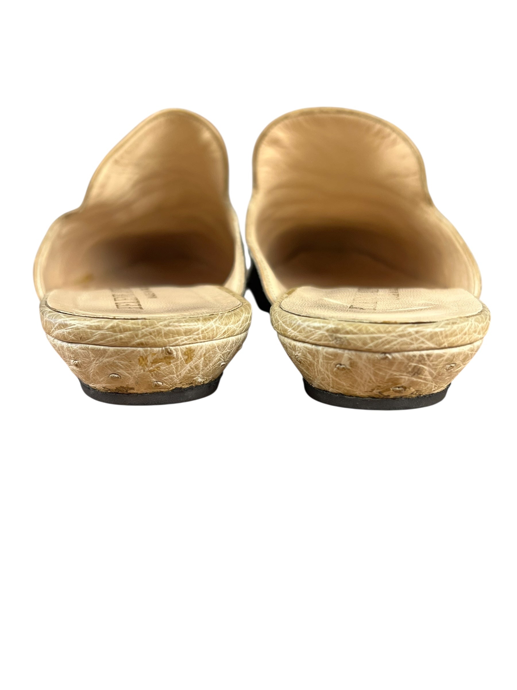 Helene Arpels Ostrich Leather Mule Tan