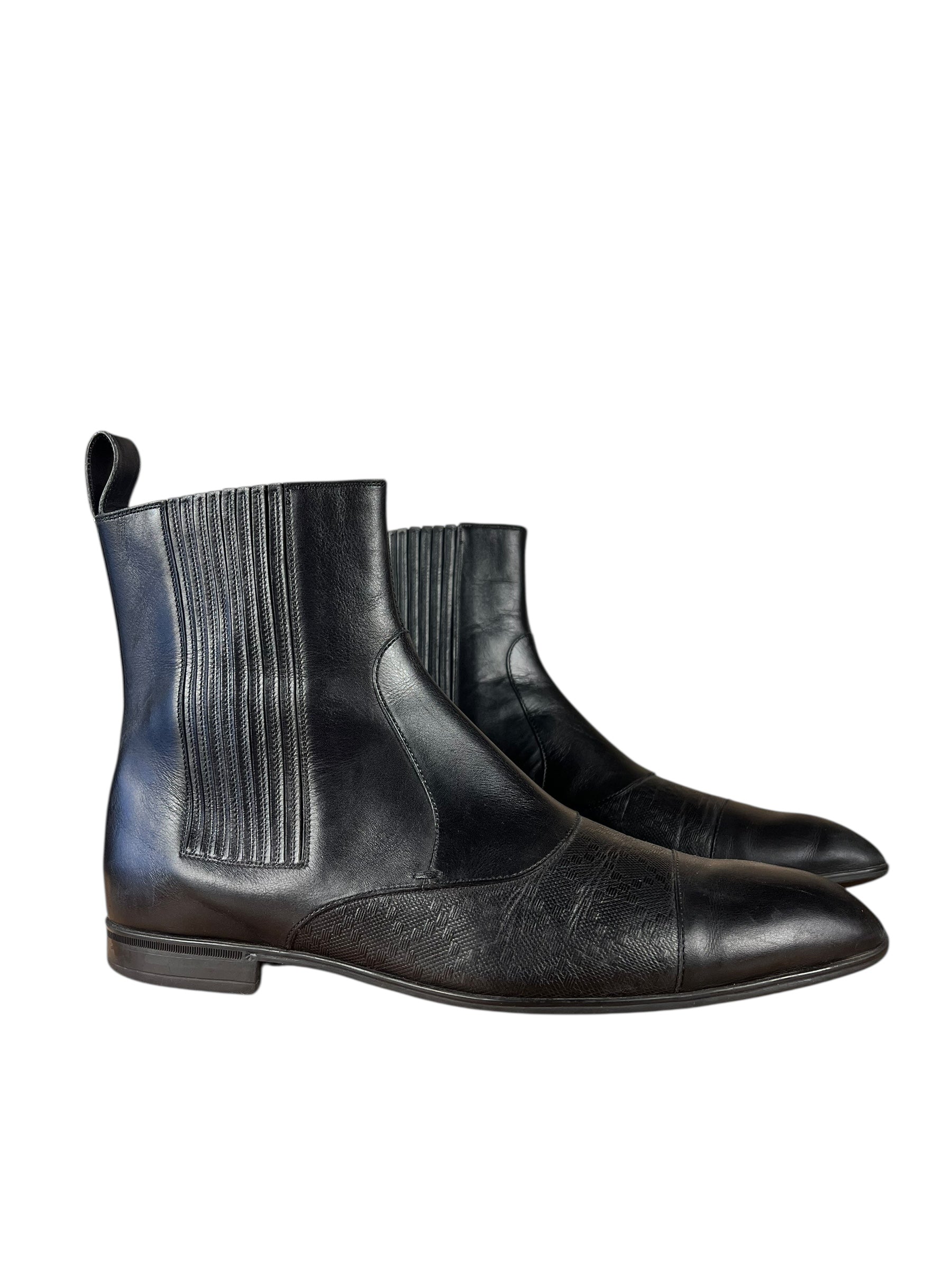 Gucci Black Imprime Pattern Leather Chelsea Boot