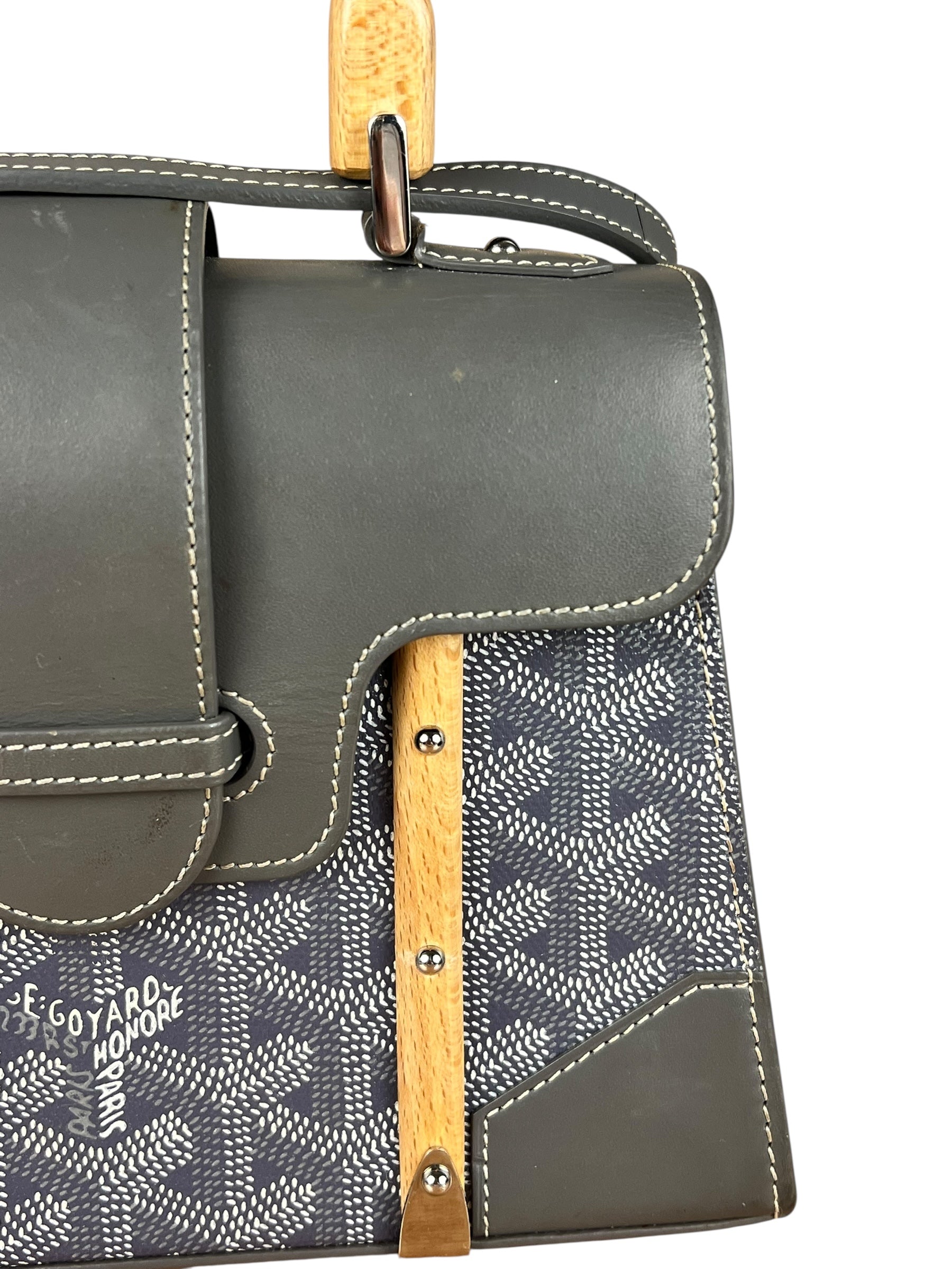 Goyard Mini Grey Goyardine Saigon Top Handle Bag