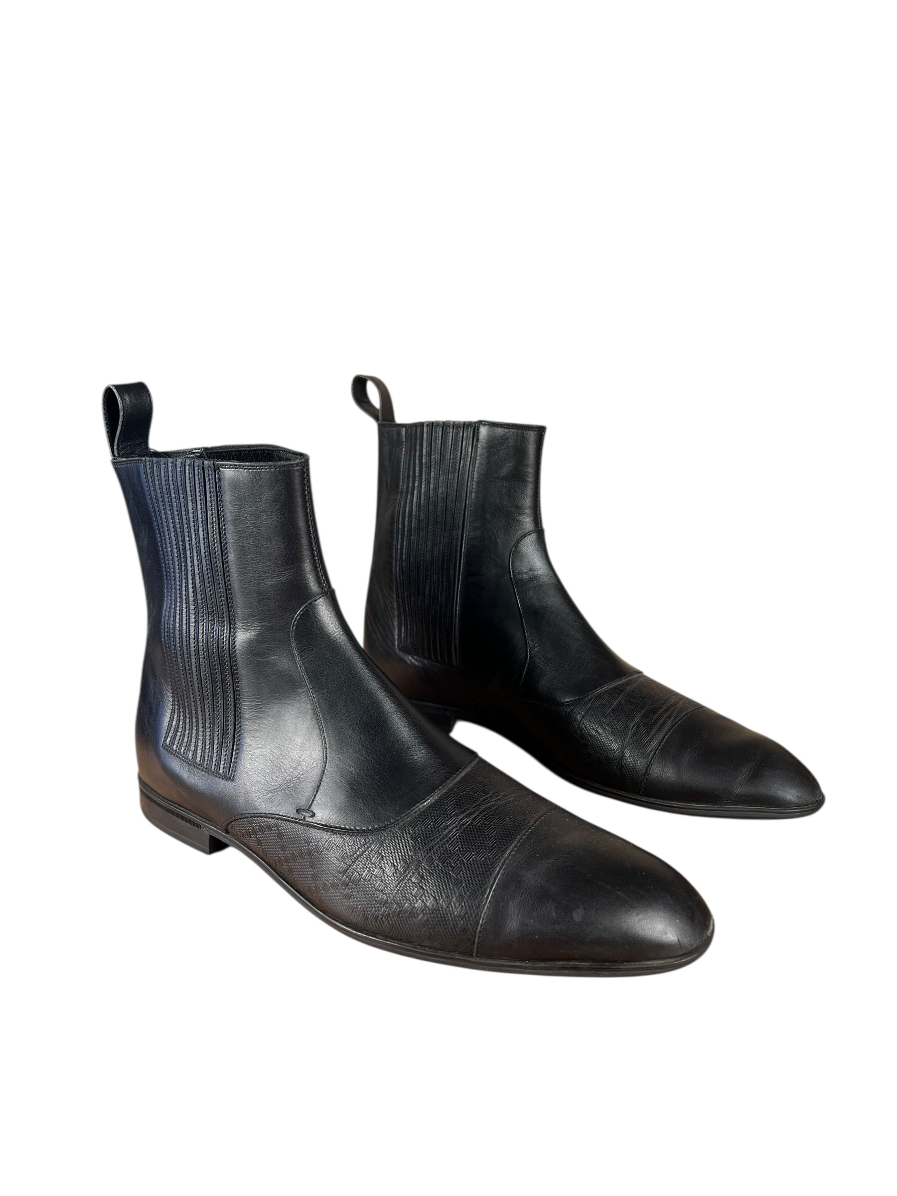 Gucci Black Imprime Pattern Leather Chelsea Boot