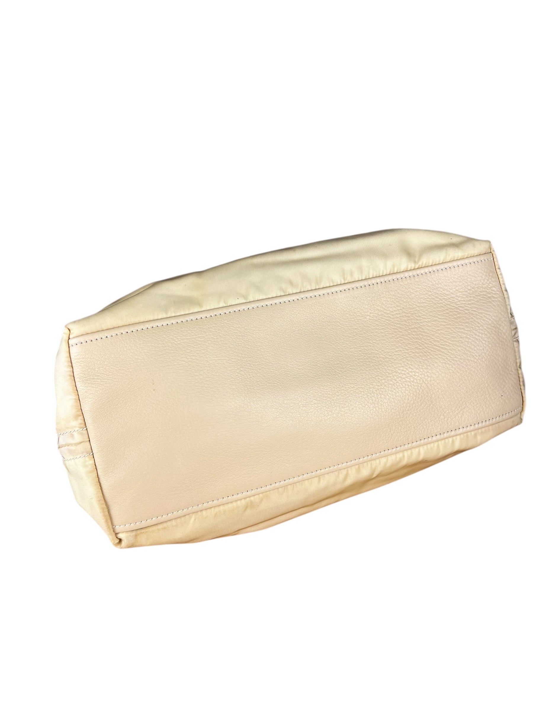 Prada Beige Nylon/Leather Shoulder Bag