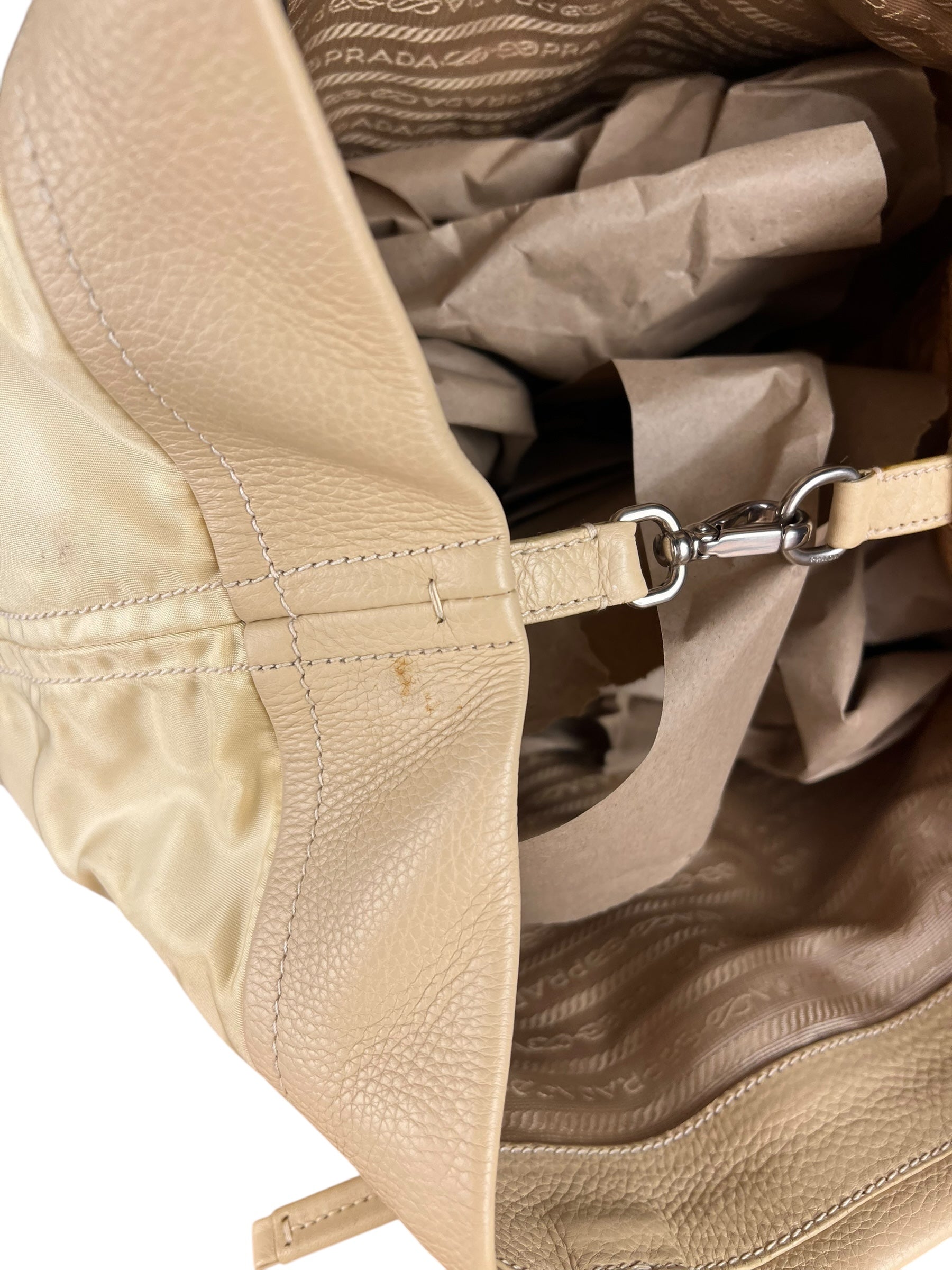 Prada Beige Nylon/Leather Shoulder Bag
