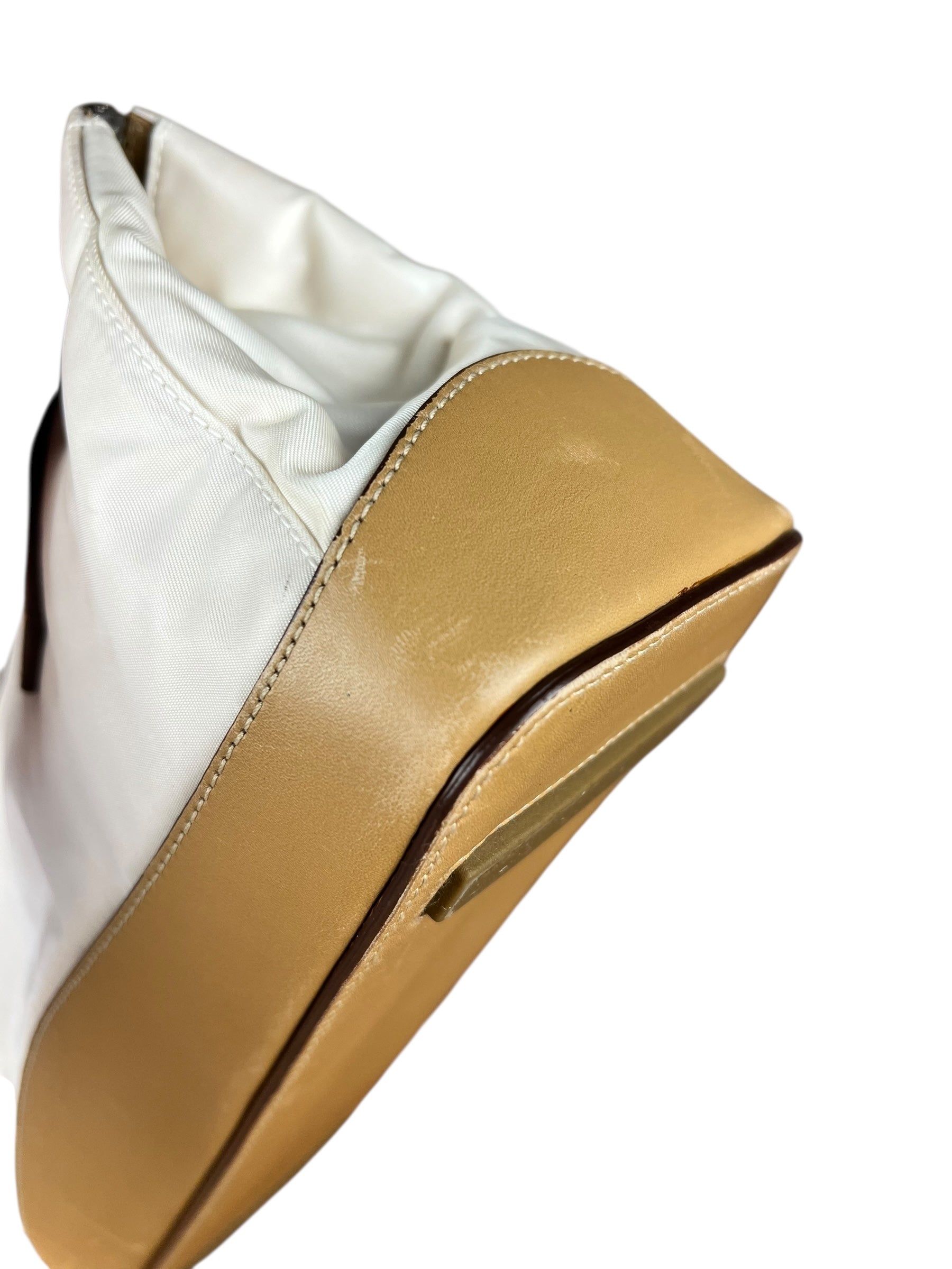 Prada Vintage White/Brown Top Handle Bag