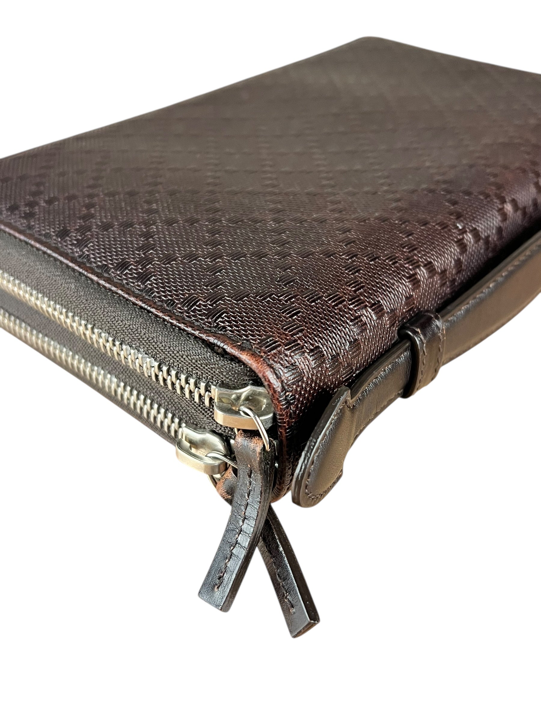 Gucci Diamante Leather Zippy Top Handle Organizer