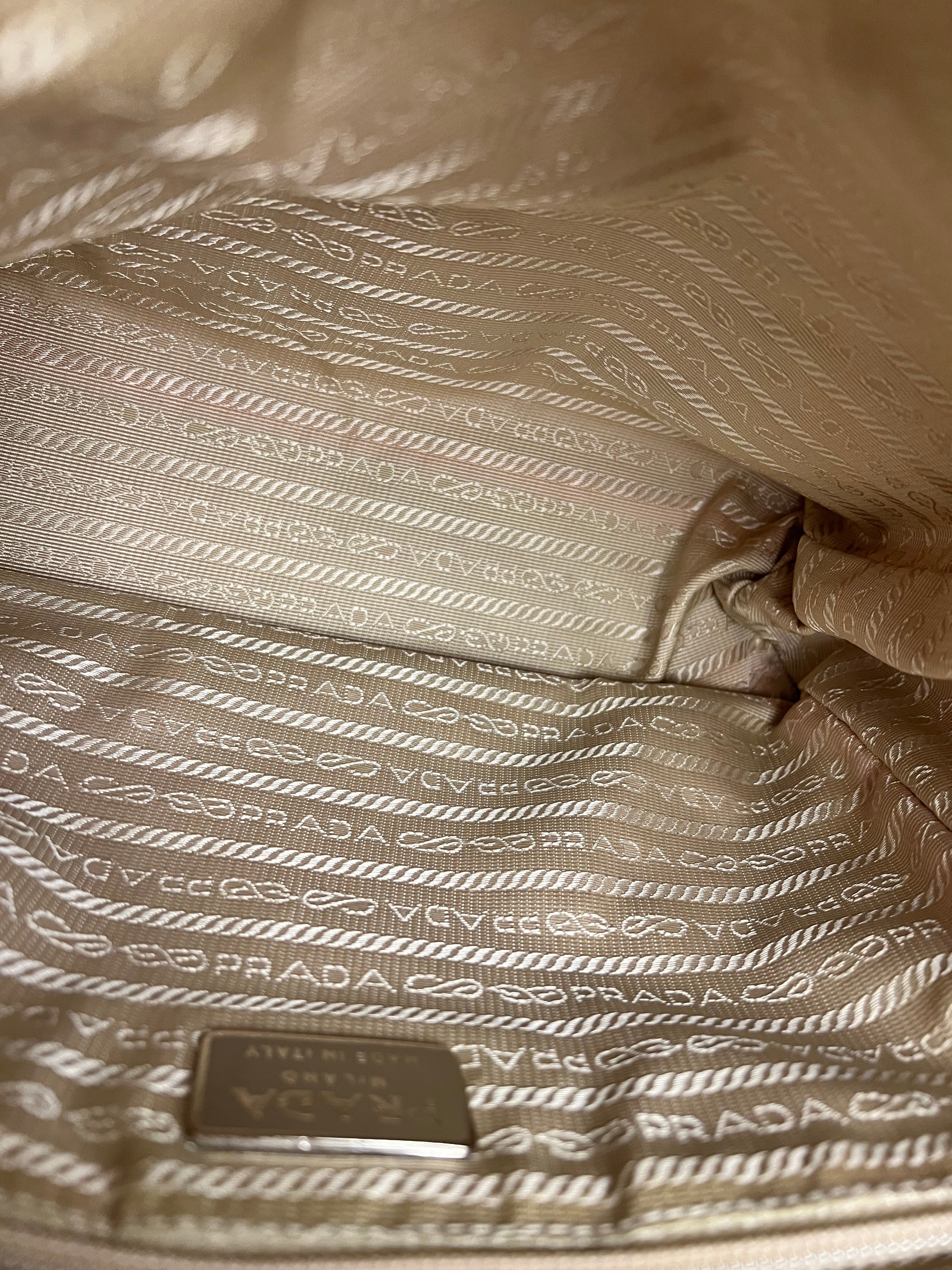 Prada Leather Tote Bag Beige/Ivory