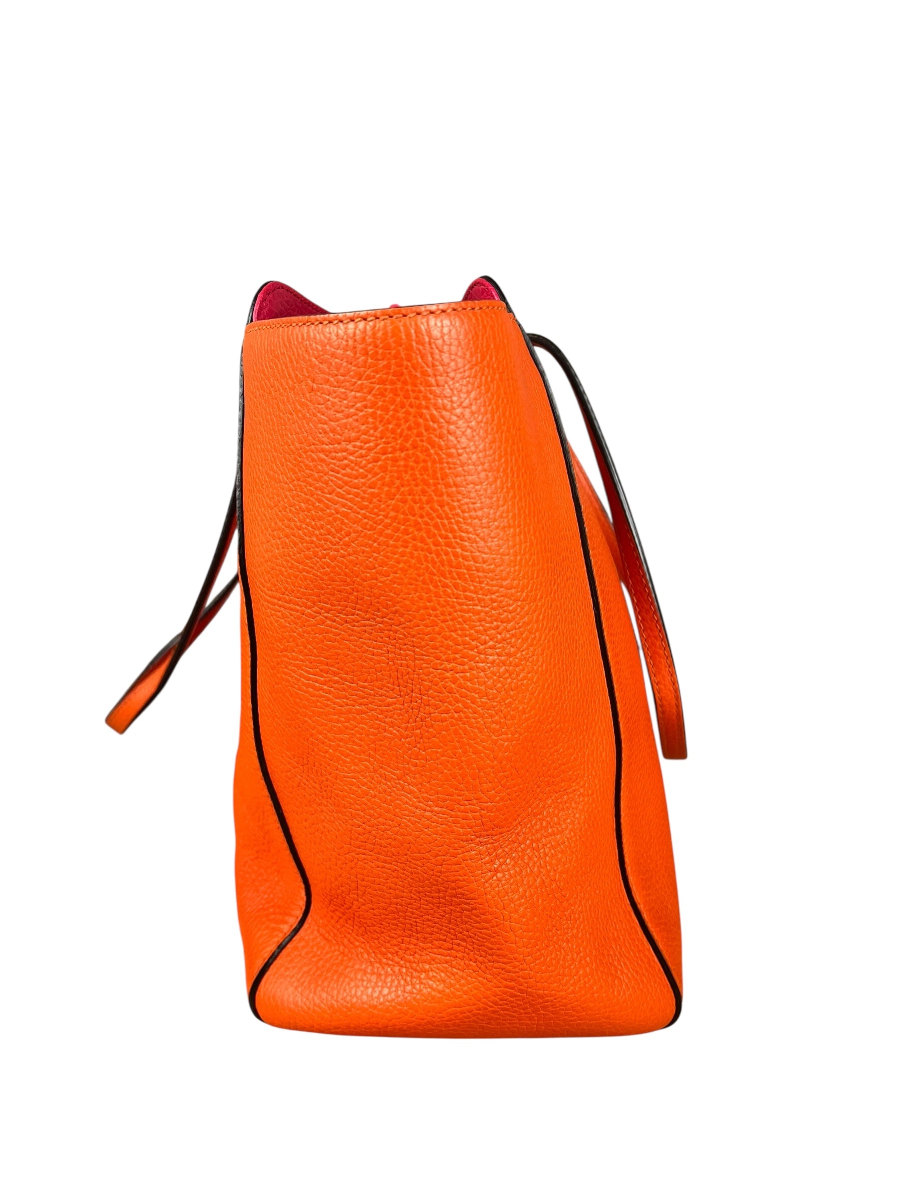 Gucci Orange Pebble Leather Swing Medium Tote