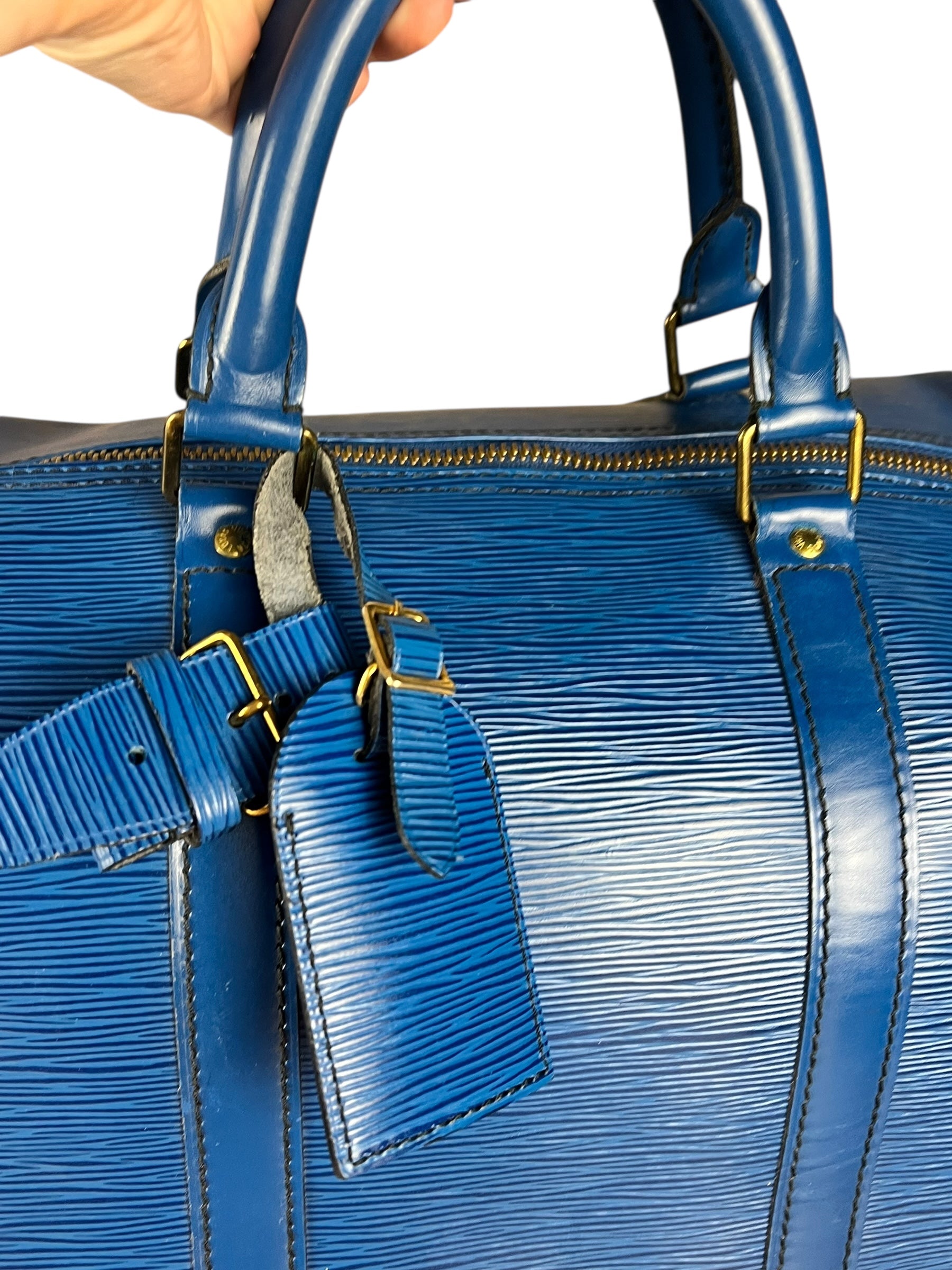 Louis Vuitton Blue Epi Keepall 55