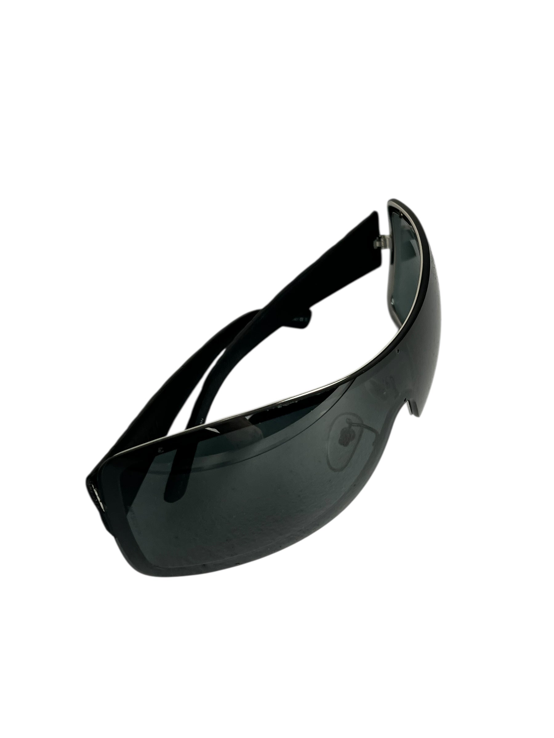 Chanel Black Quilted Y2K Wide Frame Sunglasses