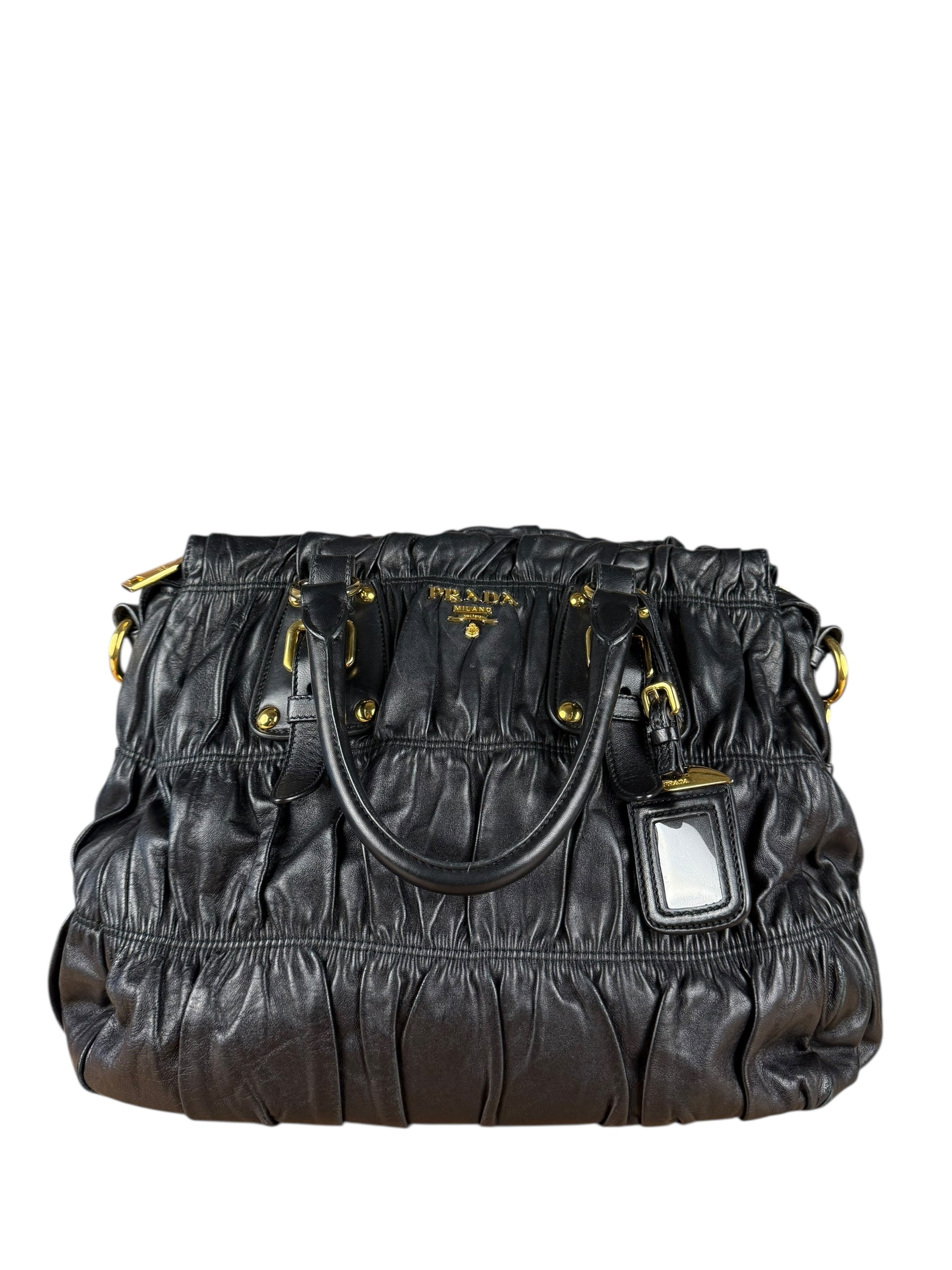 Prada Nappa Leather Ruffle Hobo Shoulder Bag