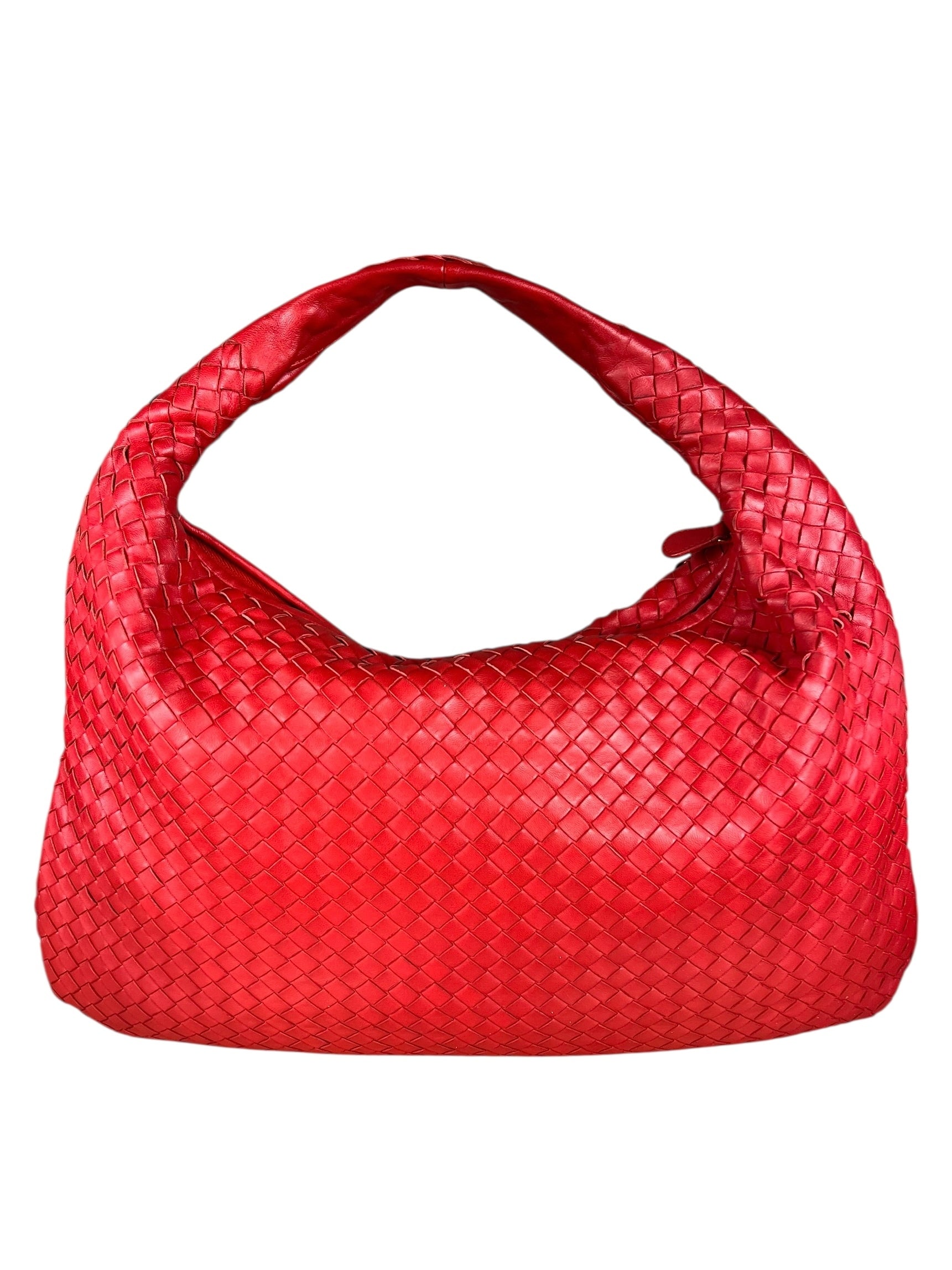 Bottega Veneta Large Intreccio Hobo Bag Red