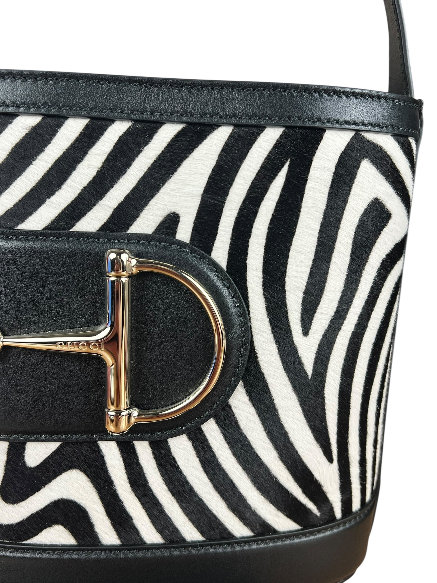 Gucci 73 Small Bucket Bag Zebra Print