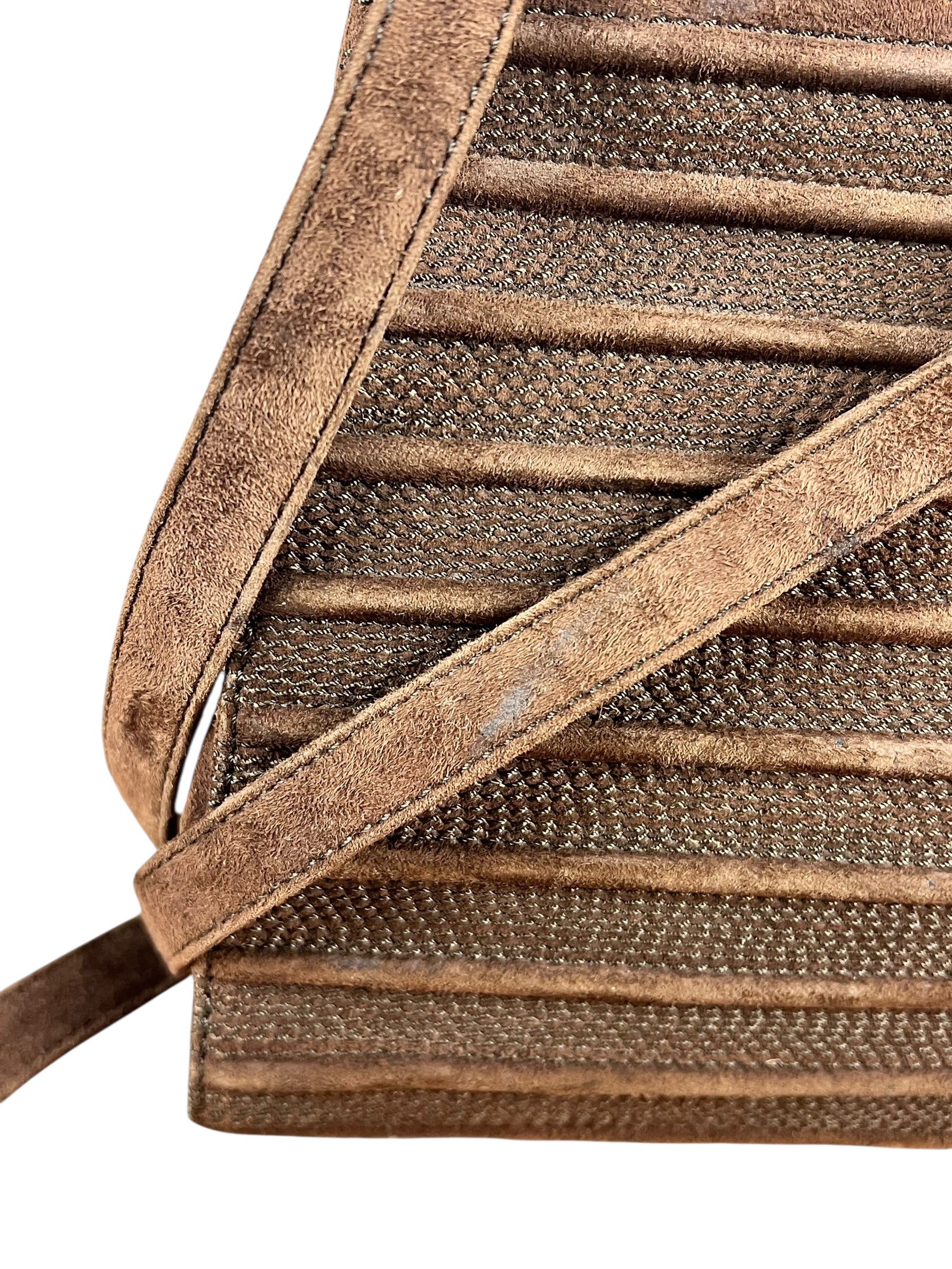 Loewe Vintage Striped Brown Suede Crossbody